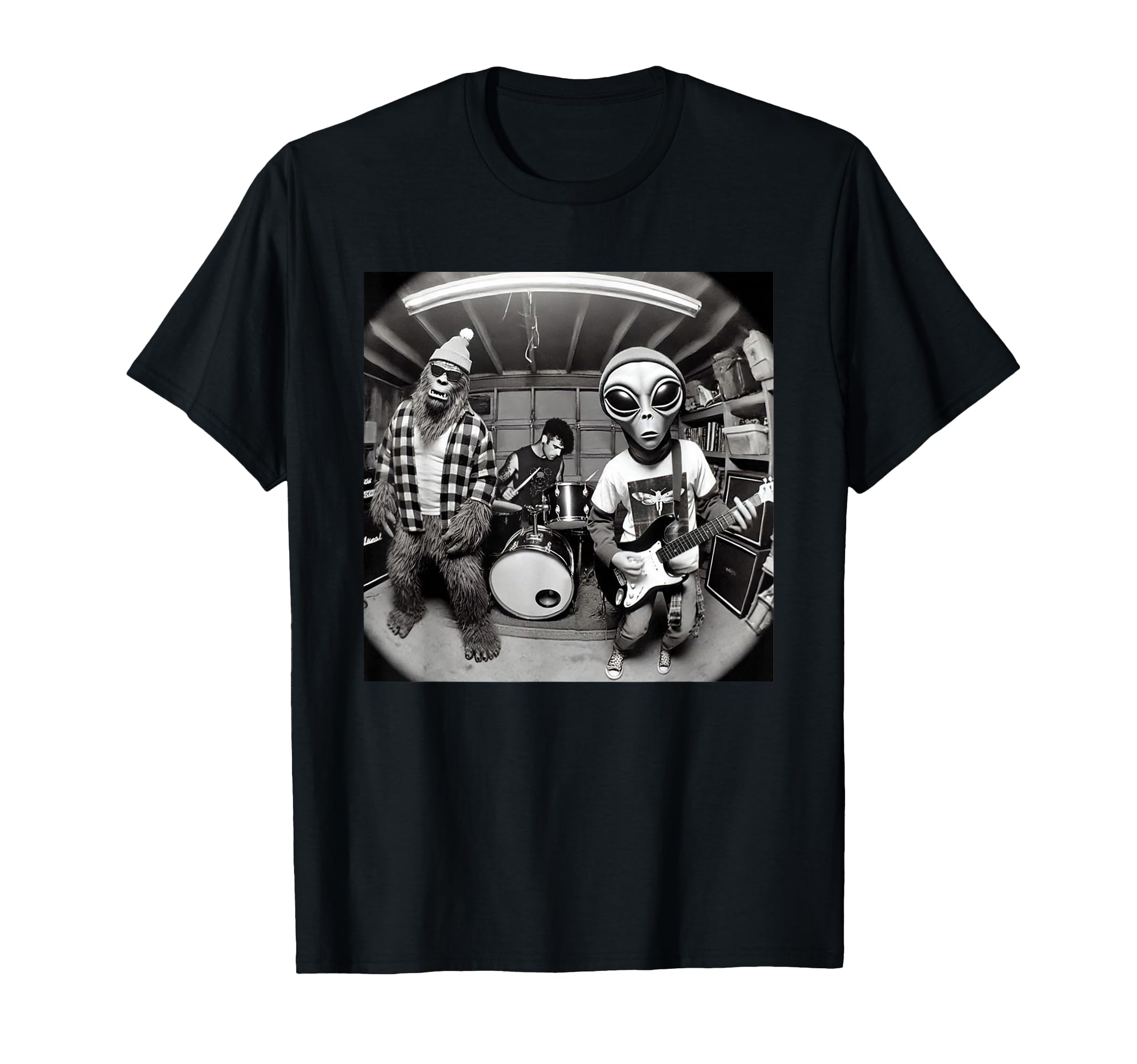 Garage Band Funny Bigfoot Alien 90S T-Shirt - Fun Novelty Design Unisex - T-Shirt, Sweatshirt, Hoodie