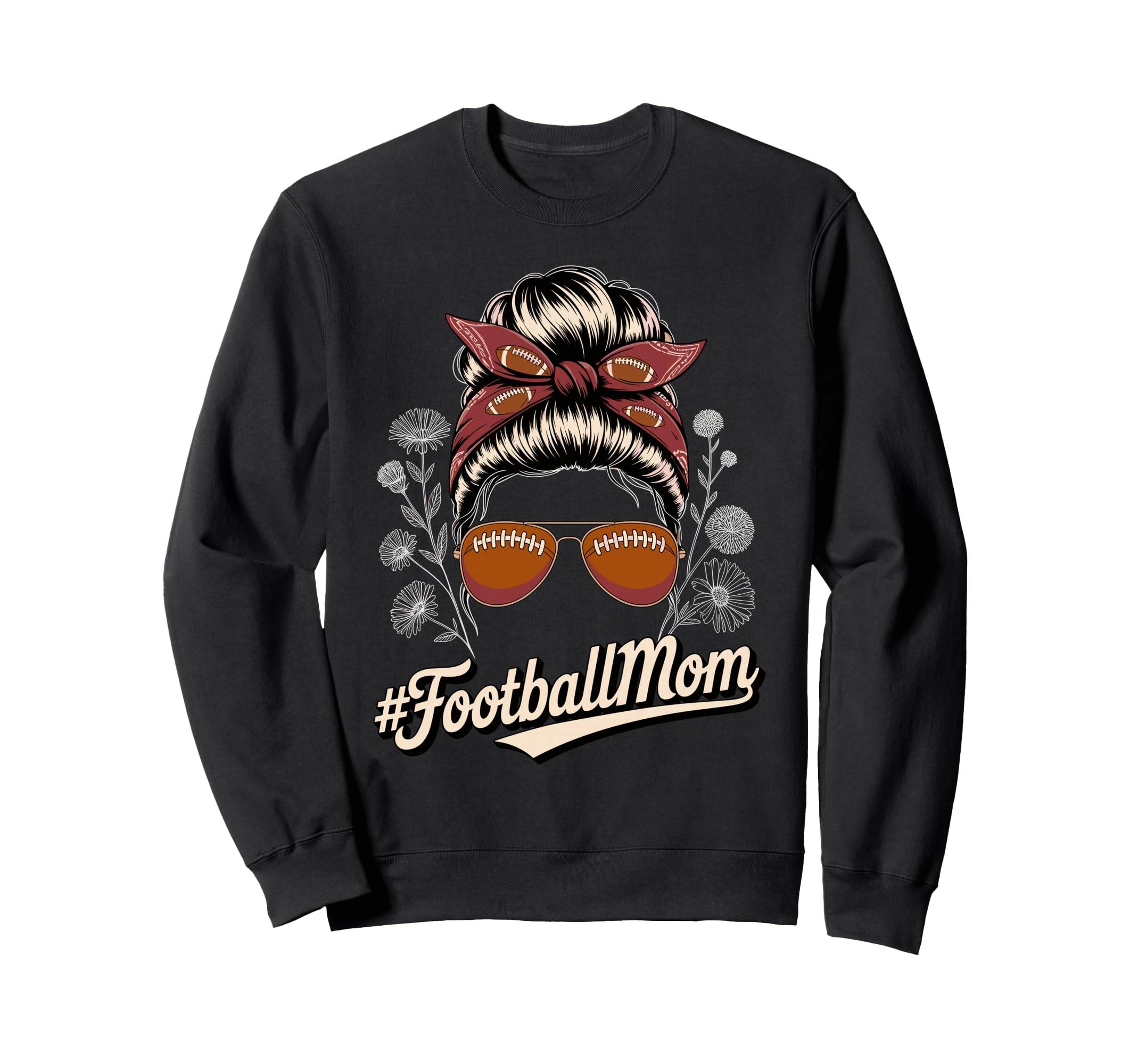 Football Mom Messy Bun Game Day Sweatshirt - Minimalist Print Unisex - T-Shirt, Sweatshirt, Hoodie