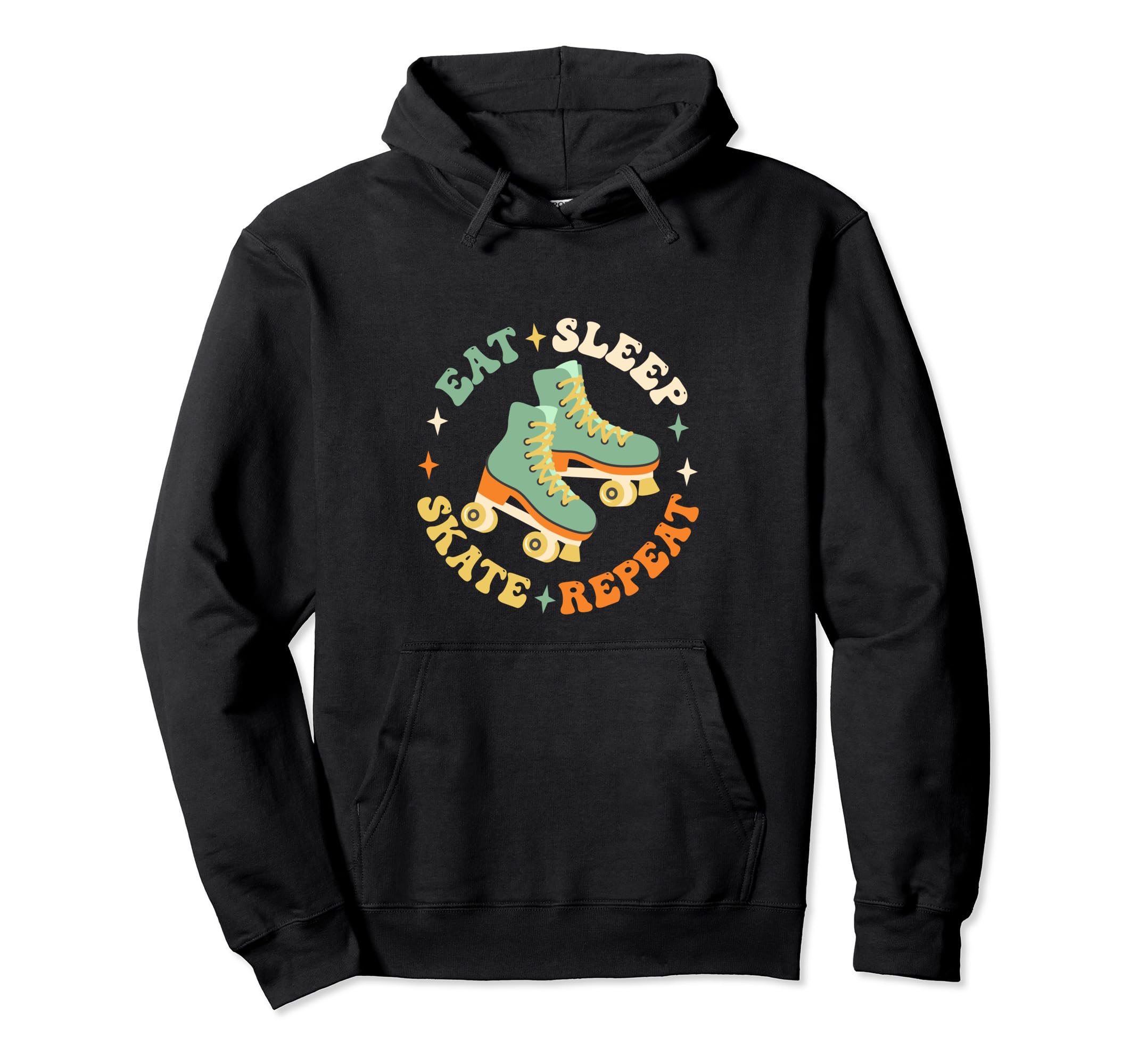 Eat Sleep Skate Repeat 70S 80S 90S Hoodie - Aesthetic Graphic for Adults - T-Shirt, Sweatshirt, Hoodie