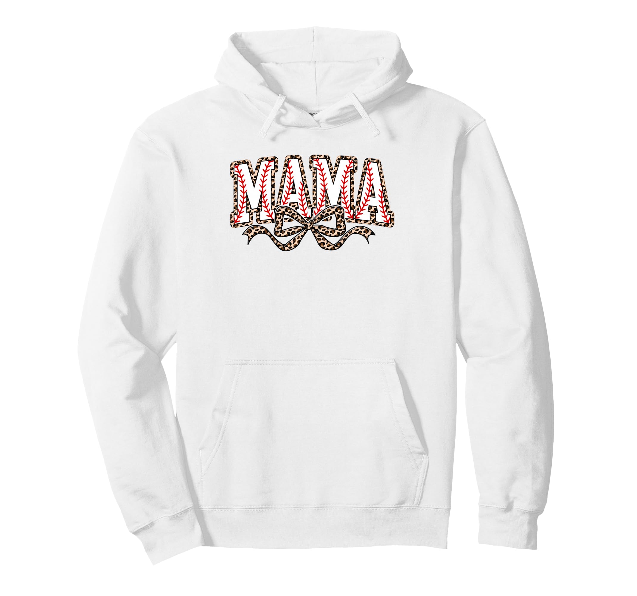 Leopard Baseball Mama Coquette Bow Funny Hoodie - Novelty Apparel Unisex - T-Shirt, Sweatshirt, Hoodie
