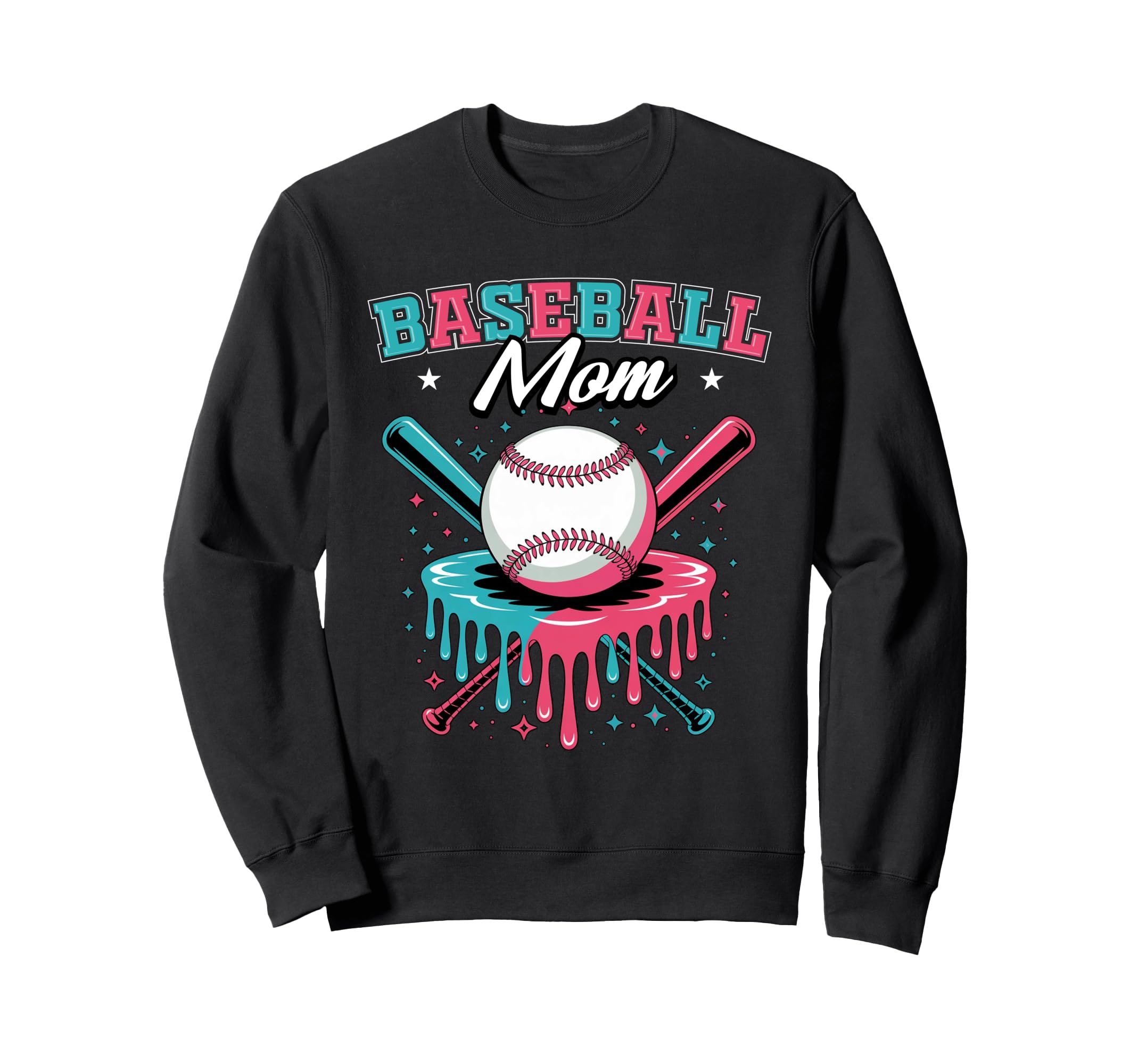 Baseball Mom Drip Ice Cream Dripping Sweatshirt - Unique Graphic Unisex - T-Shirt, Sweatshirt, Hoodie
