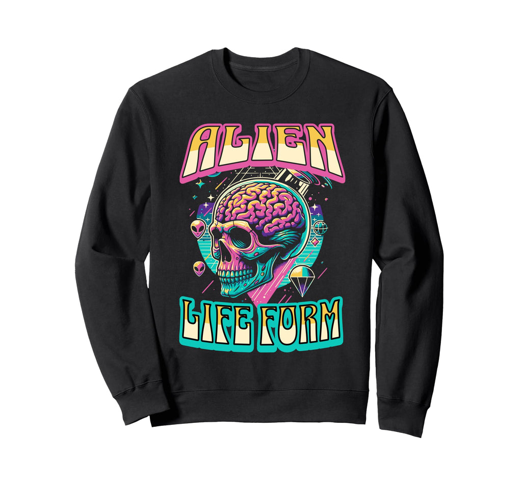Alien Life Form Alien Head Colorful Sweatshirt - Unique Graphic Men Women - T-Shirt, Sweatshirt, Hoodie