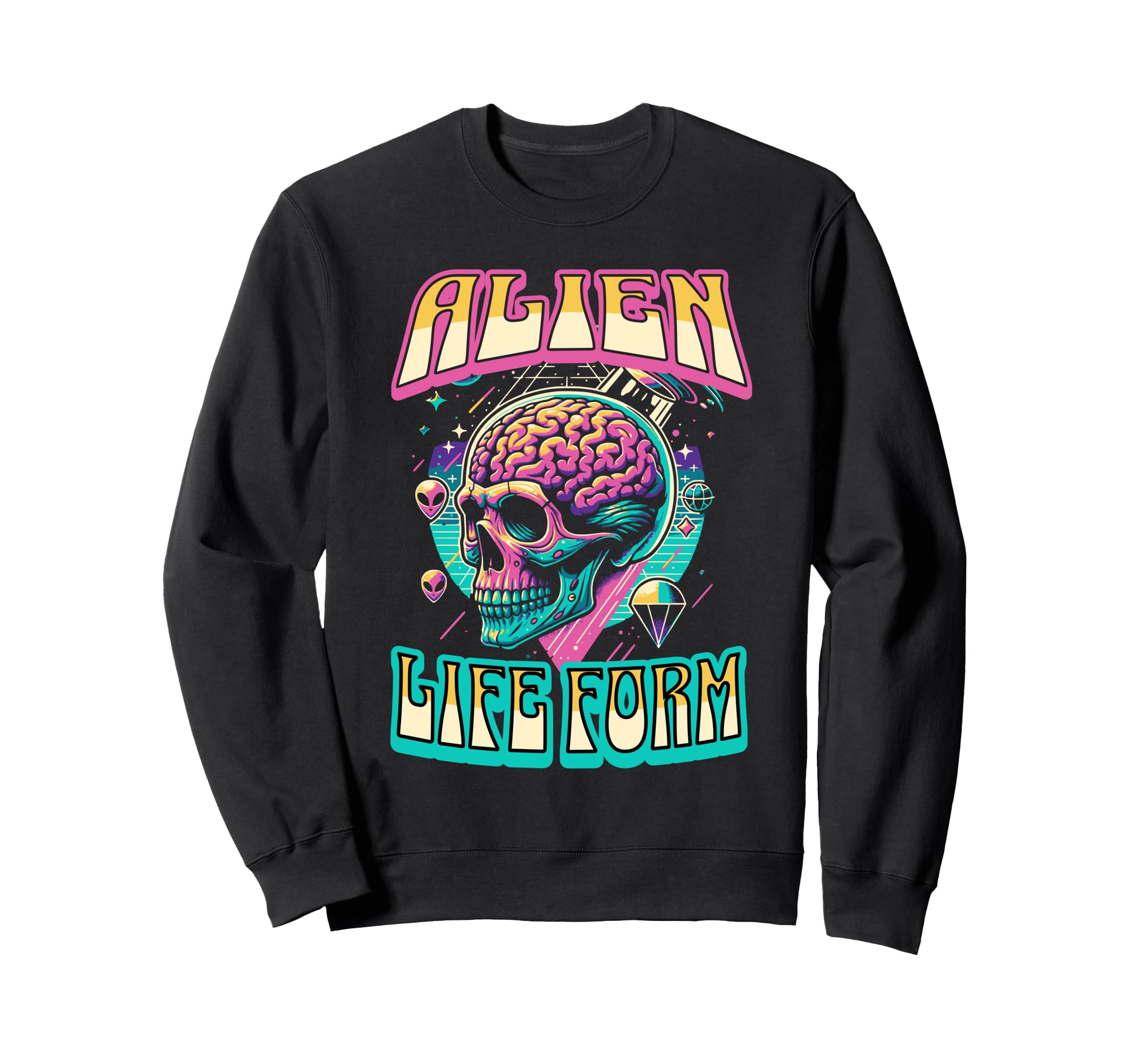 Alien Life Form Alien Head Colorful Sweatshirt - Unique Graphic Men Women - T-Shirt, Sweatshirt, Hoodie