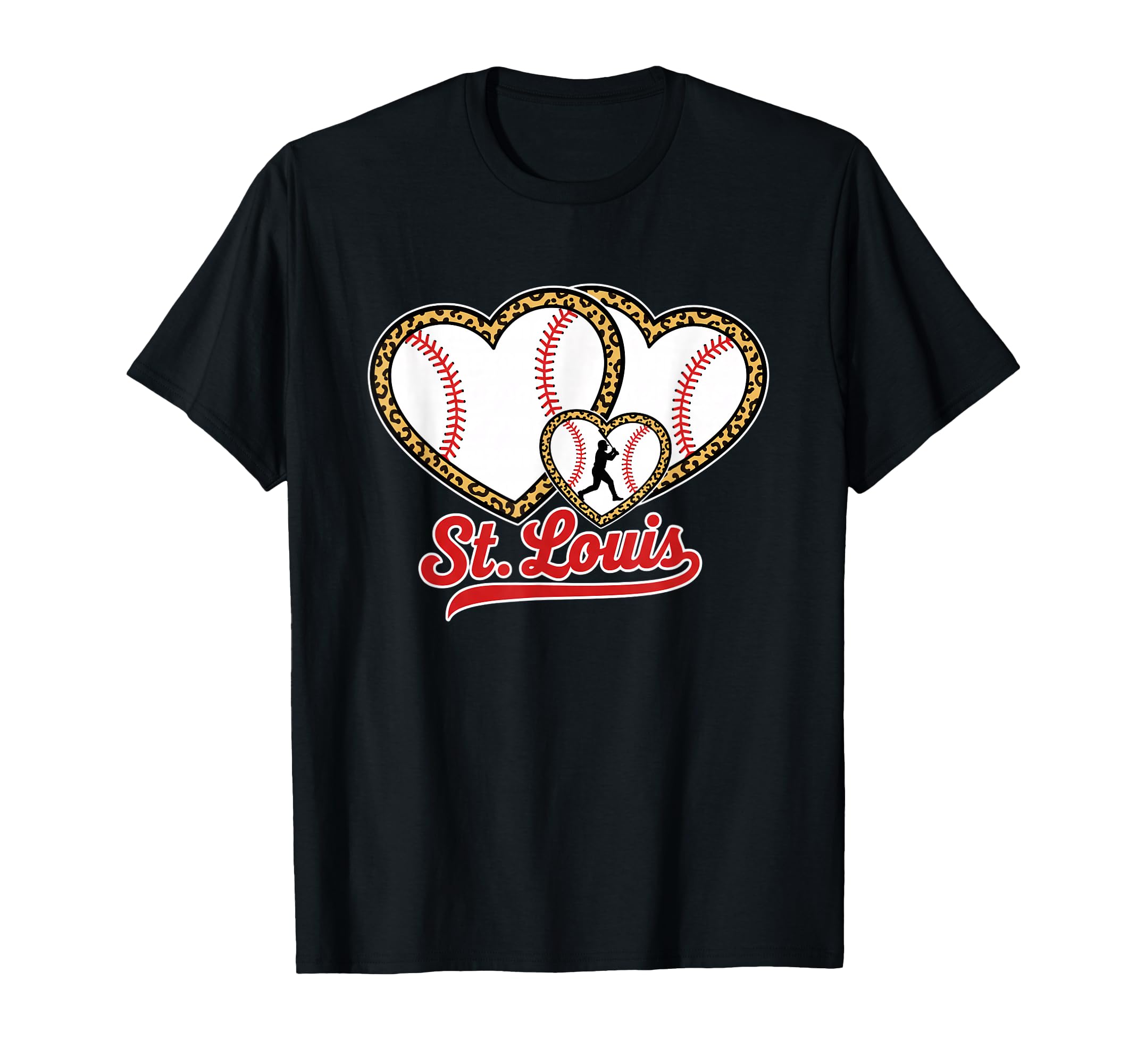 St Louis Leopard Heart Baseball T-Shirt - Custom Art Print for Adults - T-Shirt, Sweatshirt, Hoodie