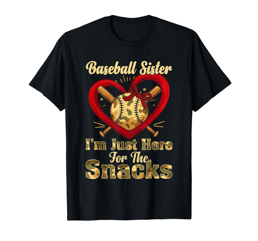 Baseball Sister Snacks Camo Heart T-Shirt - Casual Everyday Wear Men Women - T-Shirt, Sweatshirt, Hoodie