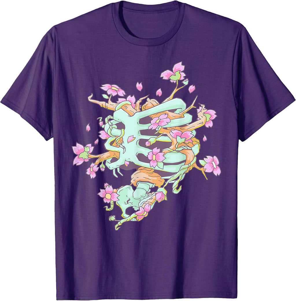 Nu Goth Rib Cage Skeleton Flowers Designs - Adult & Kids T-Shirts, Sweatshirts & Hoodies apparel design preview 1