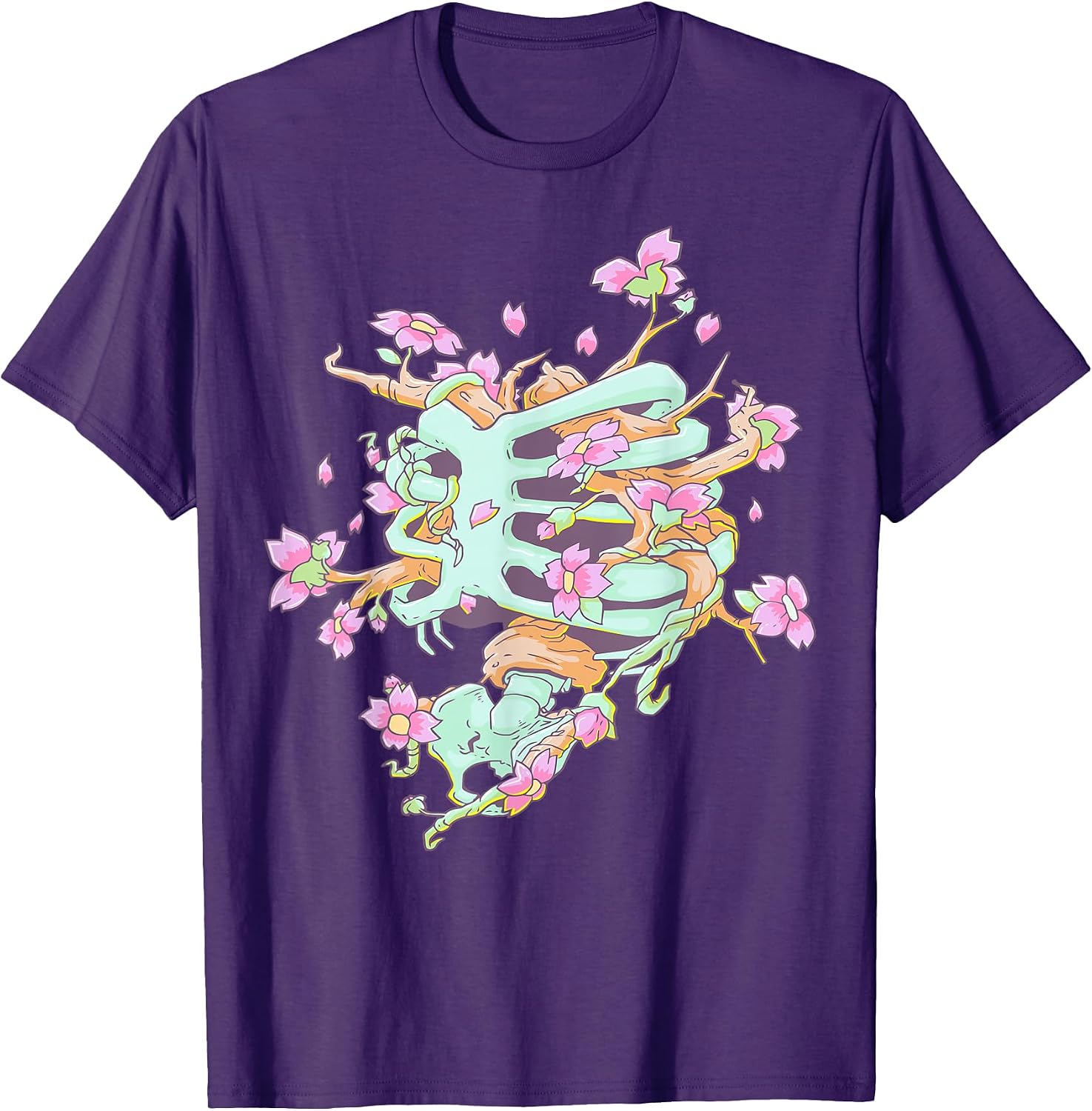 Nu Goth Rib Cage Skeleton Flowers Designs - Adult & Kids T-Shirts, Sweatshirts & Hoodies apparel design preview 1