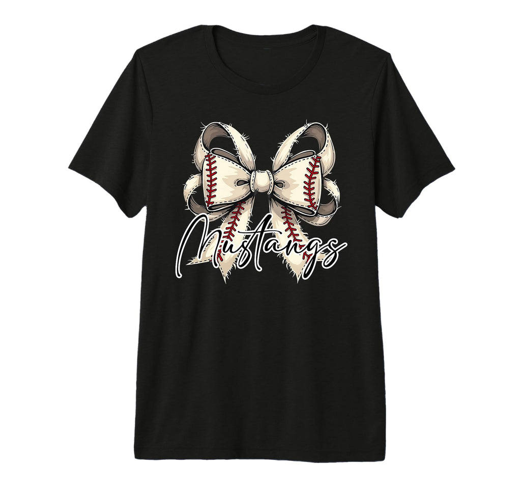 Mustangs Baseball Coquette Bow Game T-Shirt - Aesthetic Graphic for Adults - T-Shirt, Sweatshirt, Hoodie