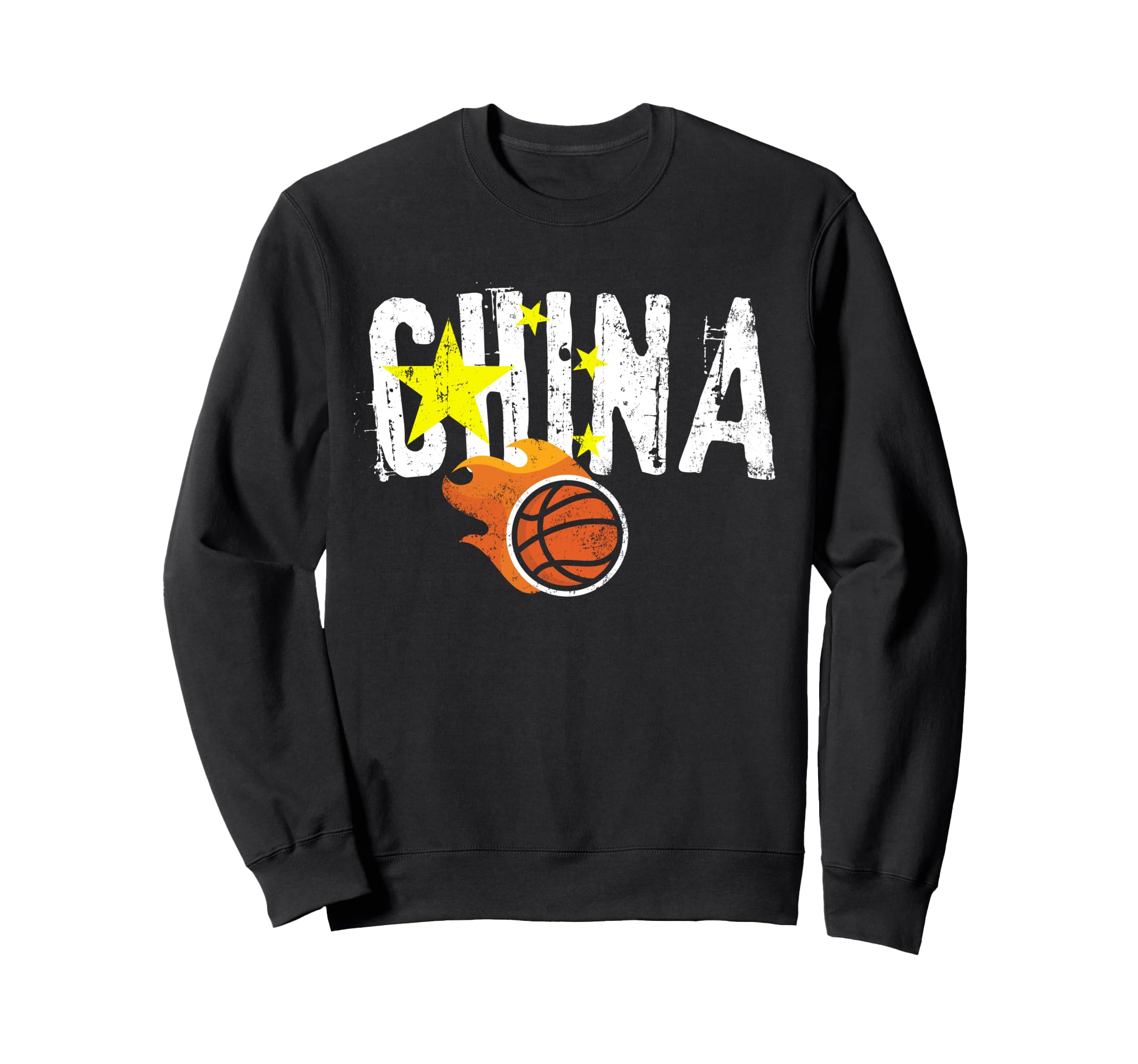 China Basketball Fire Distressed Sweatshirt - Casual Everyday Wear Unisex - T-Shirt, Sweatshirt, Hoodie
