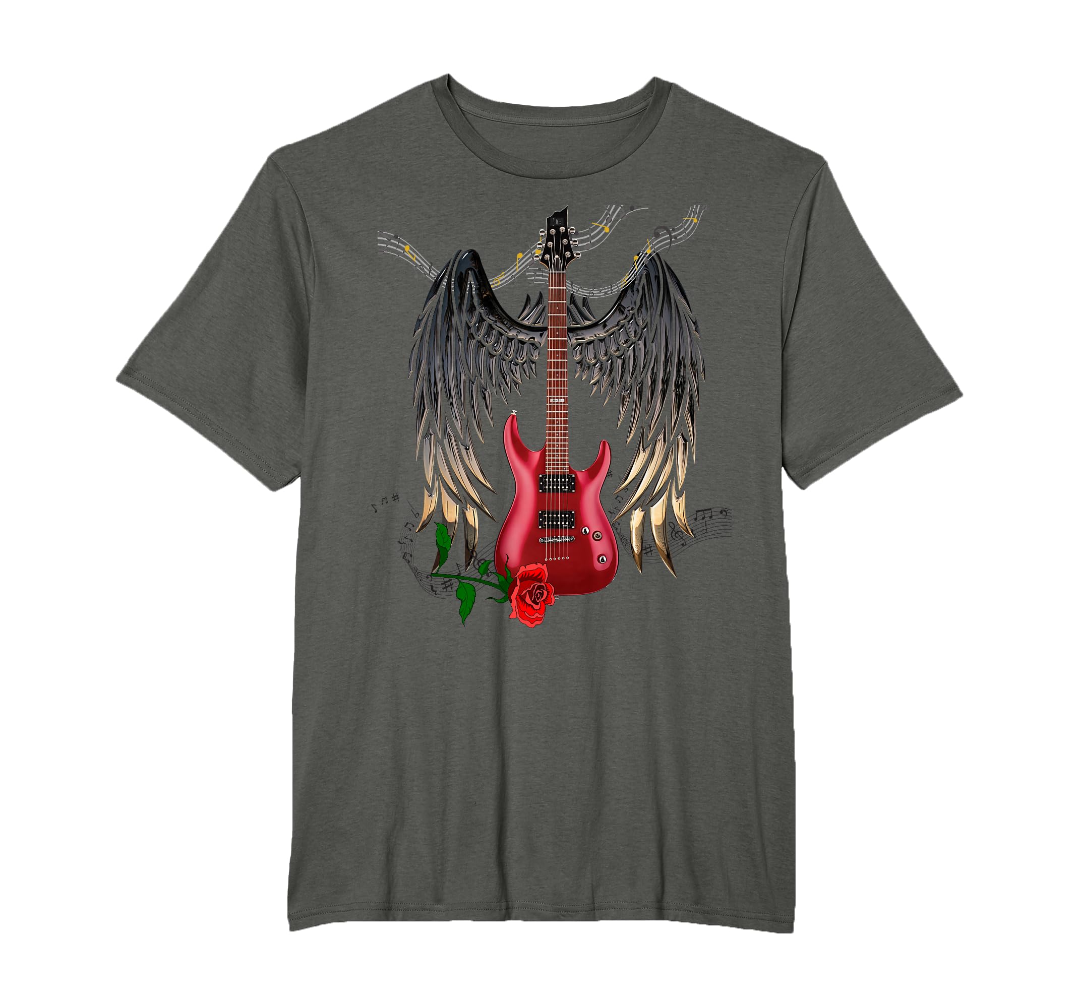 Guitar Angel Wings Love Peace Music T-Shirt - Custom Art Print for Adults - T-Shirt, Sweatshirt, Hoodie