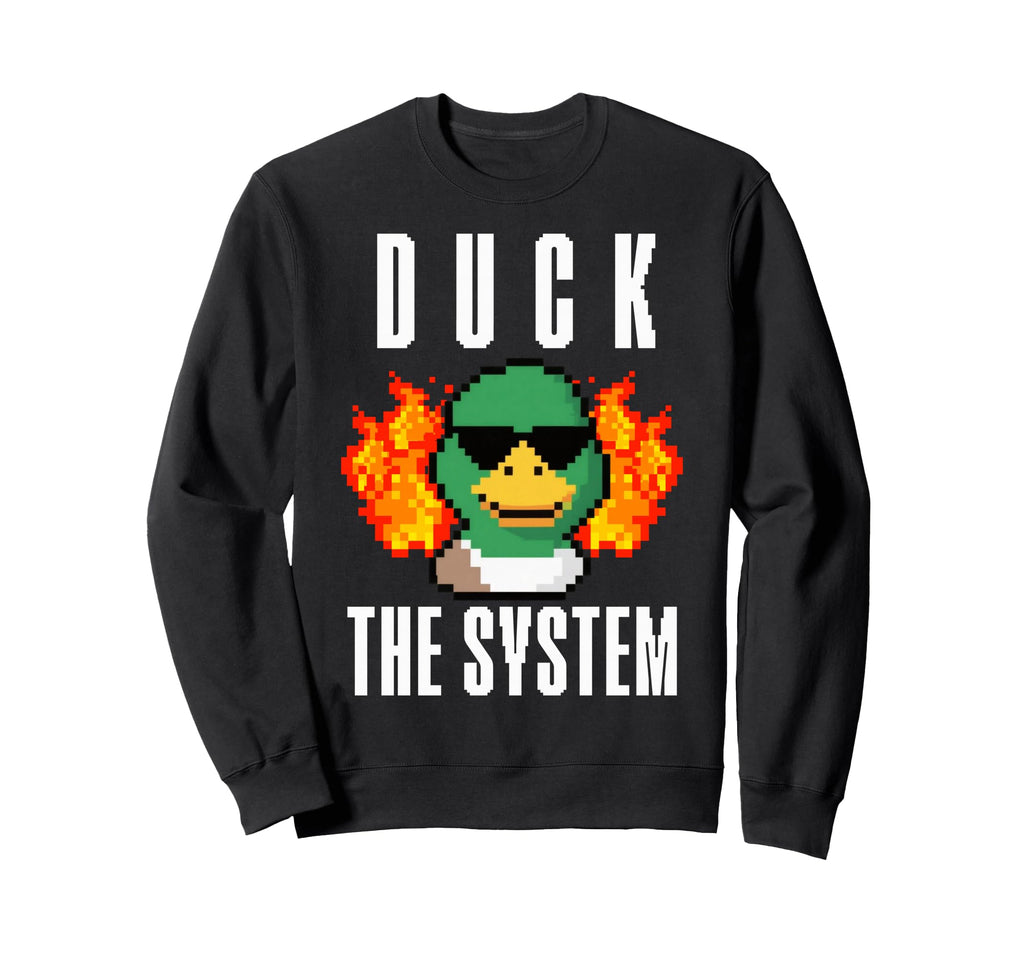 Duck System Pixel Duck Fire Gaming Sweatshirt - Novelty Apparel for Adults - T-Shirt, Sweatshirt, Hoodie