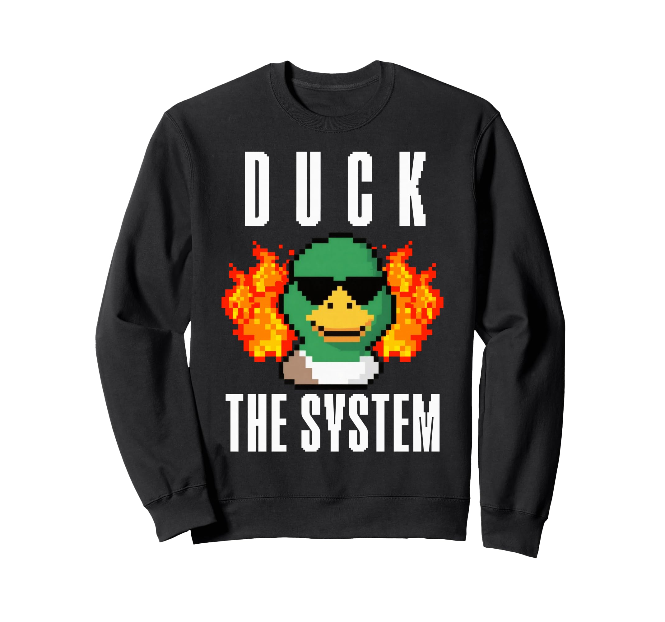 Duck System Pixel Duck Fire Gaming Sweatshirt - Novelty Apparel for Adults - T-Shirt, Sweatshirt, Hoodie