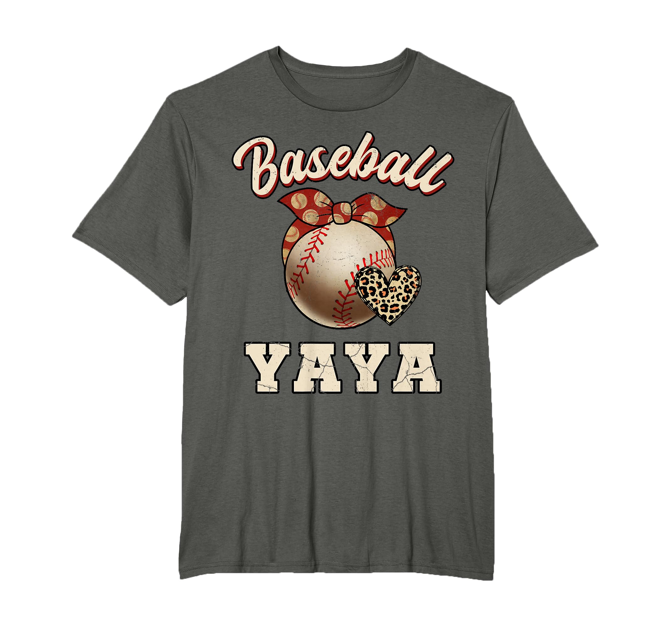 Baseball Yaya Bandana Leopard Heart Fans T-Shirt - Minimalist Print Unisex - T-Shirt, Sweatshirt, Hoodie
