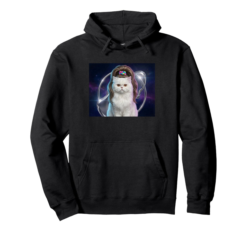 90S High Ponytail Hairstyle Persian Cat Hoodie - Trendy Graphic for Adults - T-Shirt, Sweatshirt, Hoodie