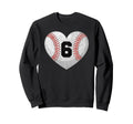 Baseball Number 6 Distressed Heart Sweatshirt - Graphic Print Unisex - T-Shirt, Sweatshirt, Hoodie