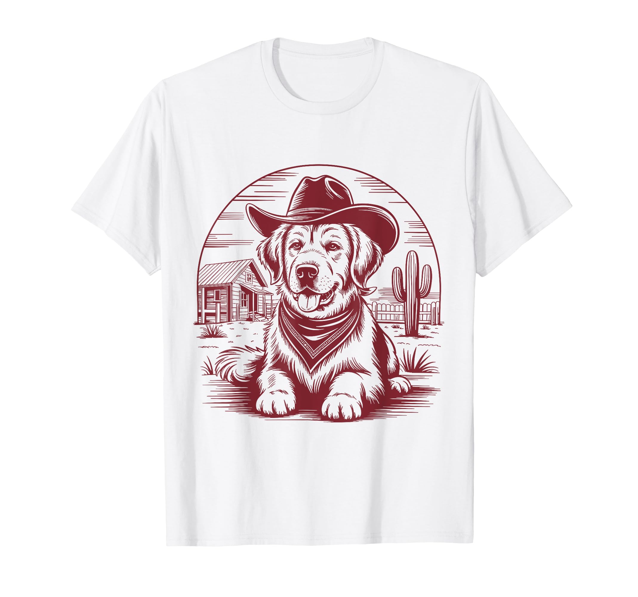 Golden Retriever Cowboy Ufo Western T-Shirt - Novelty Apparel for Adults - T-Shirt, Sweatshirt, Hoodie