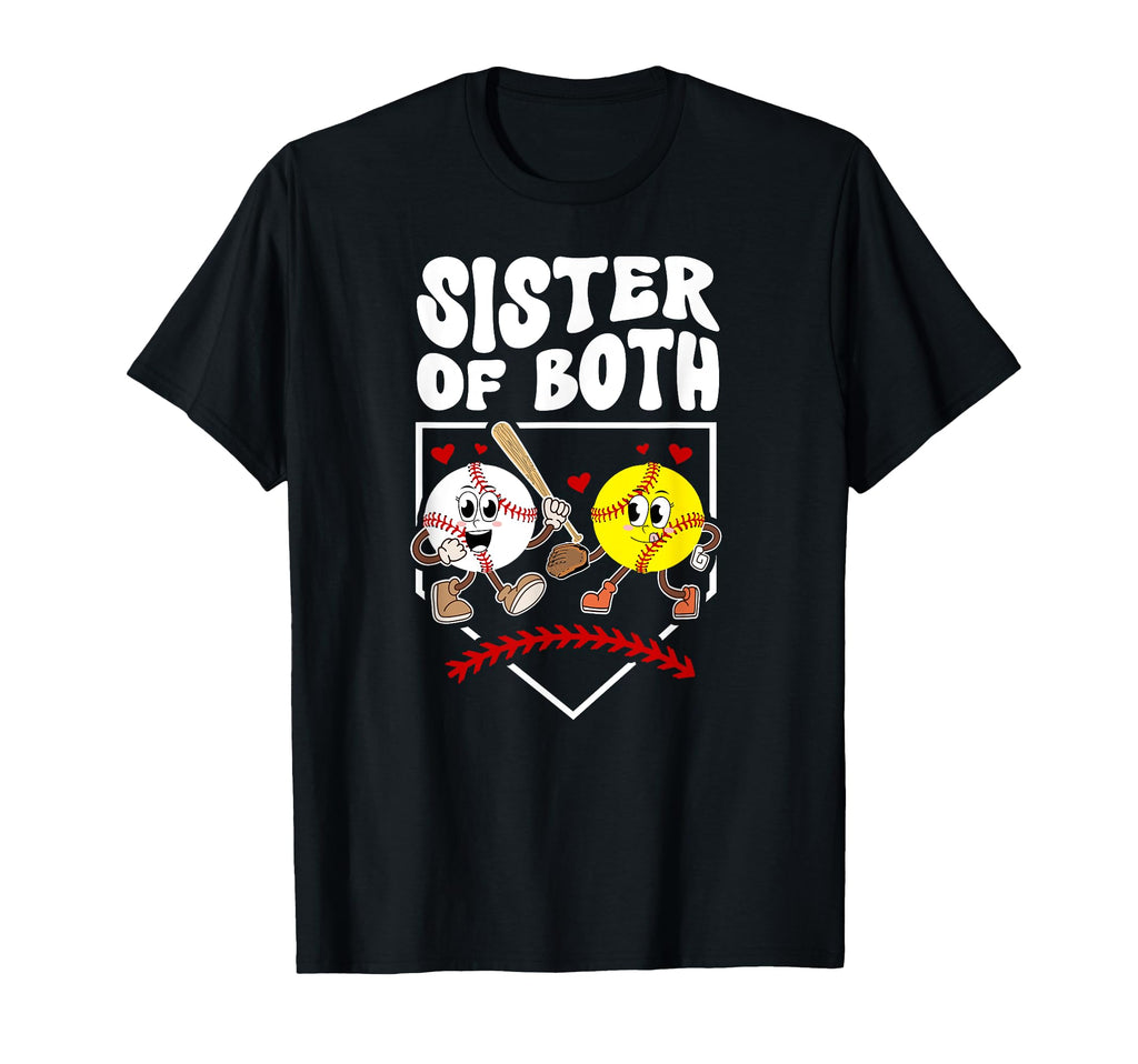 Sister Both Groovy Softball T-Shirt - Fun Novelty Design for Adults - T-Shirt, Sweatshirt, Hoodie