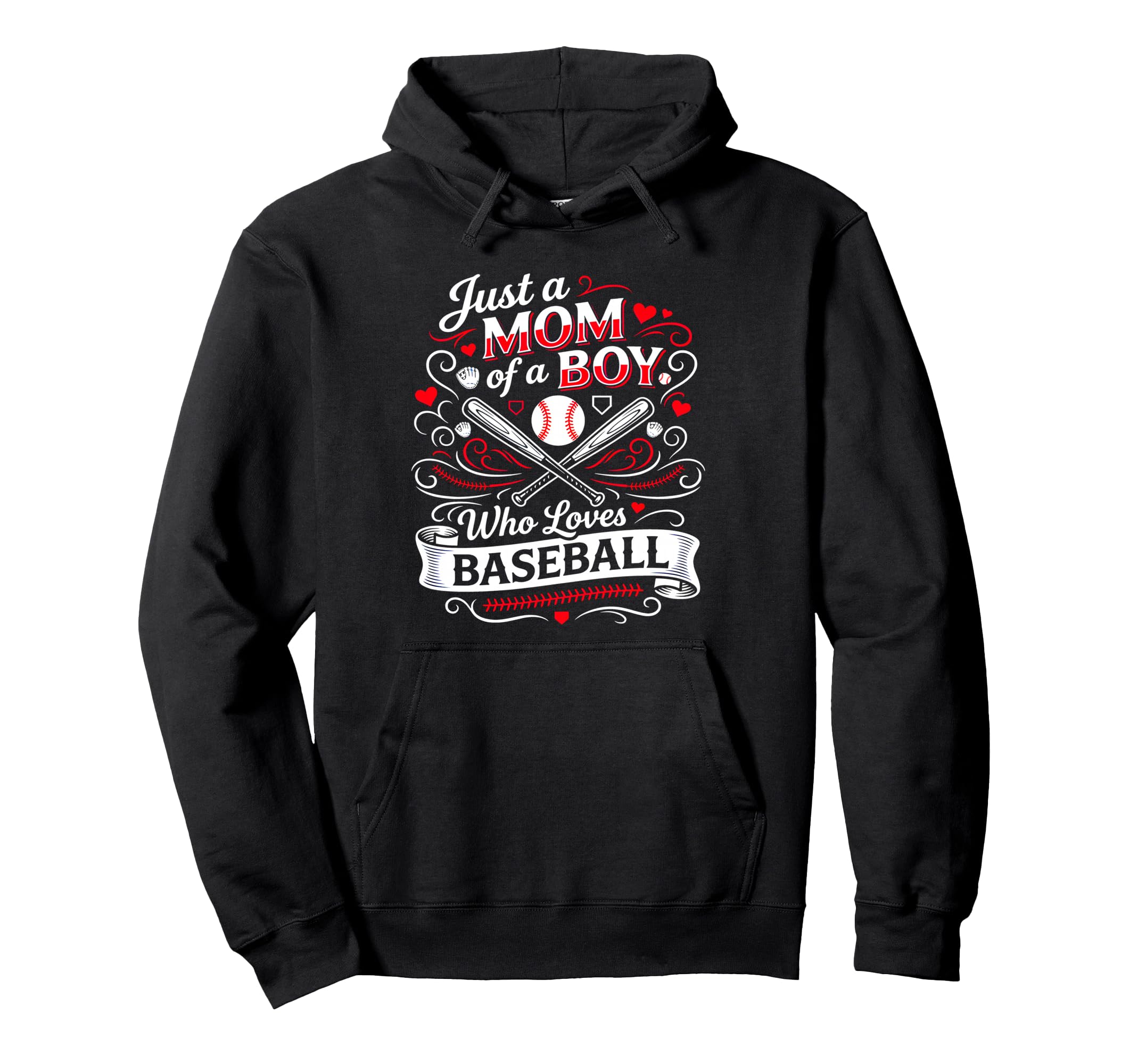 Just Mom Who Loves Baseball Mothers Hoodie - Custom Art Print Unisex - T-Shirt, Sweatshirt, Hoodie