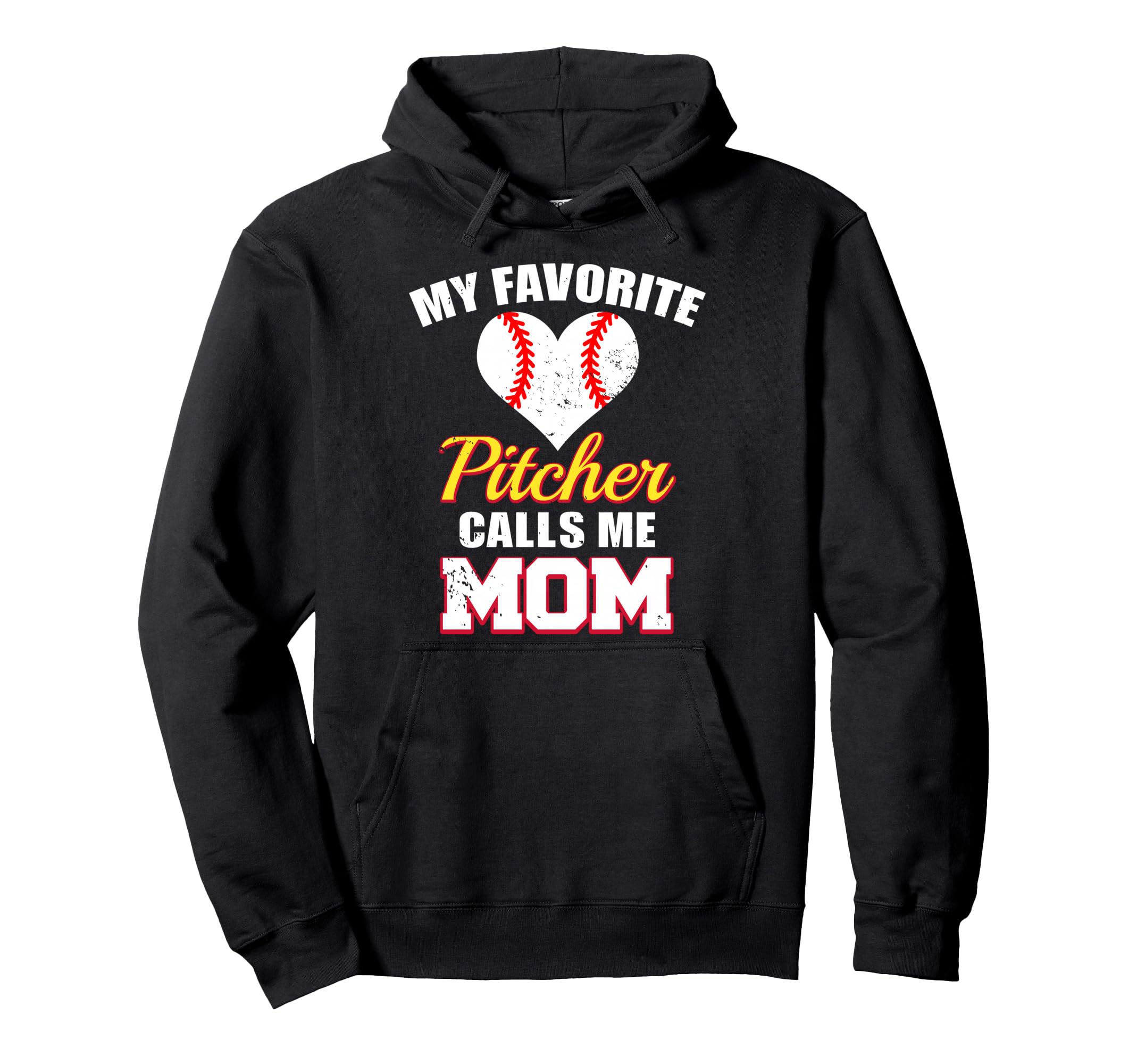 My Favorite Pitcher Calls Me Mom Hoodie - Minimalist Print for Adults - T-Shirt, Sweatshirt, Hoodie