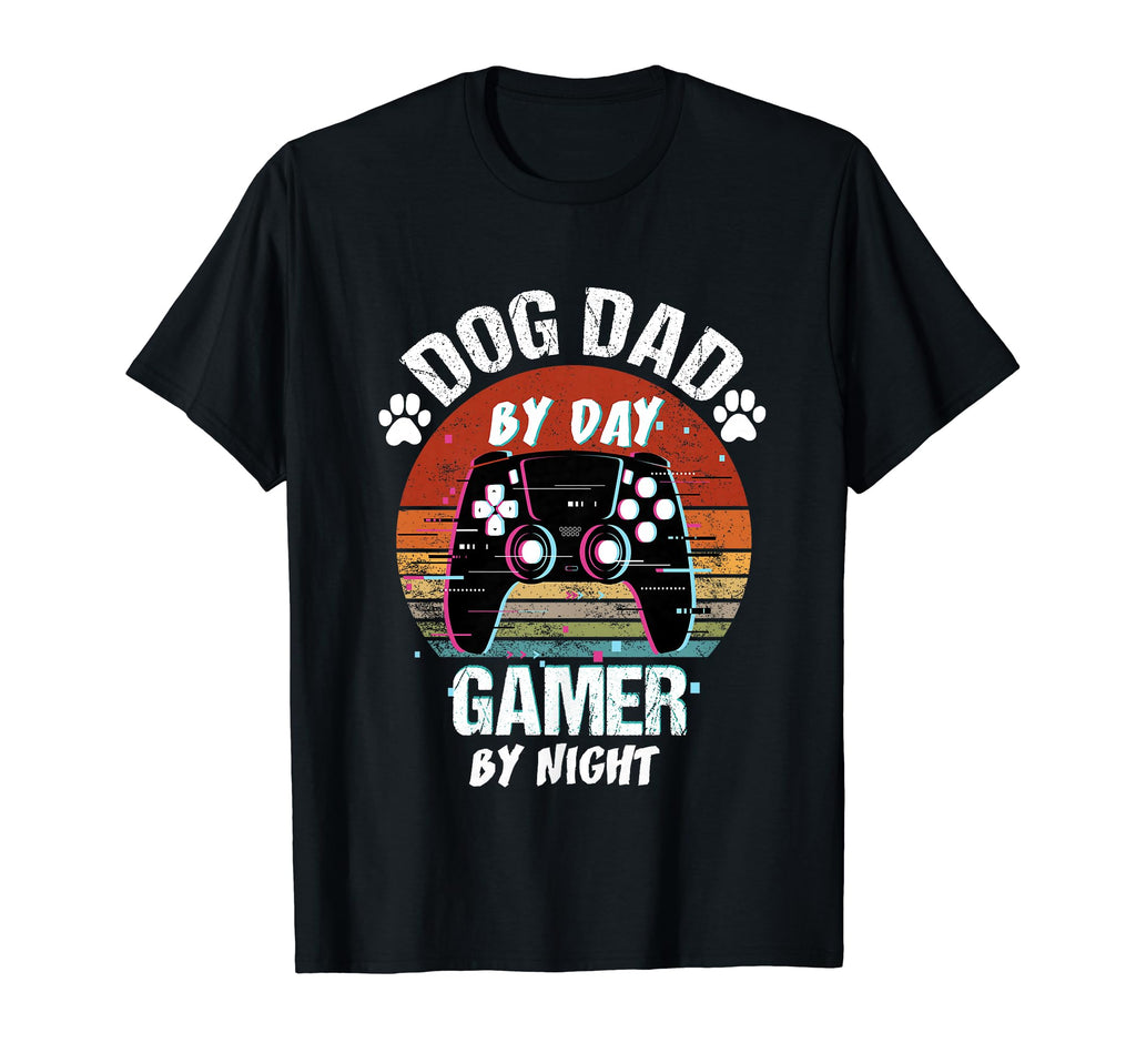 Mens Dog Dad Day Gamer Night Fathers Day T-Shirt - Graphic Print Men Women - T-Shirt, Sweatshirt, Hoodie
