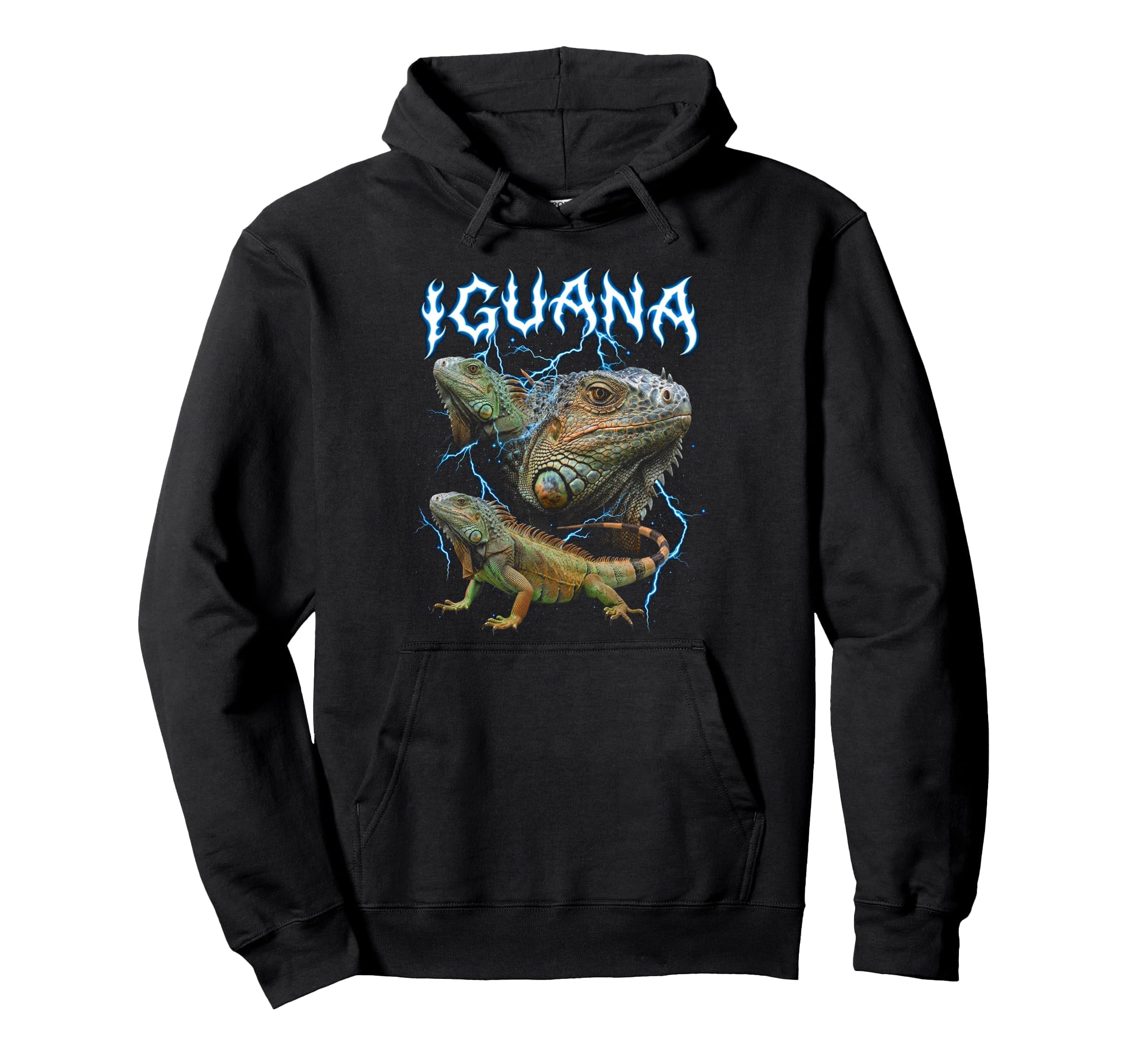 Iguana 90S Heavy Metal Iguana Animal Lover Hoodie - Novelty Apparel Unisex - T-Shirt, Sweatshirt, Hoodie
