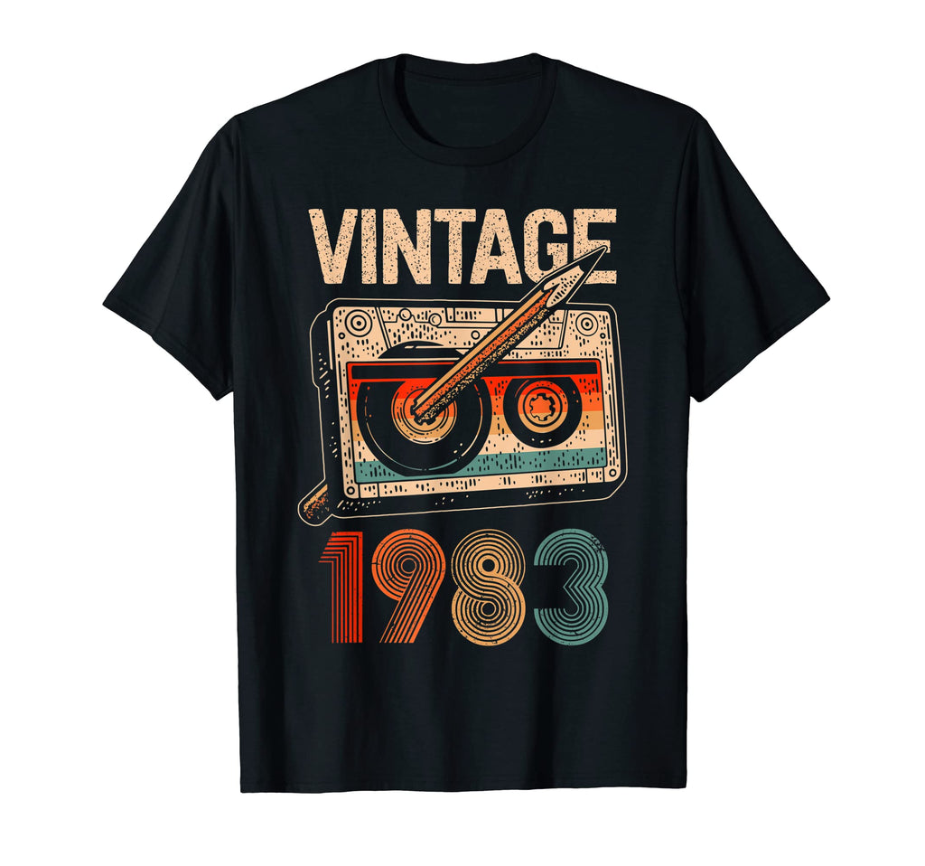 Mb 1983 Cassette Tape Pencil Birthday T-Shirt - Graphic Print Unisex - T-Shirt, Sweatshirt, Hoodie