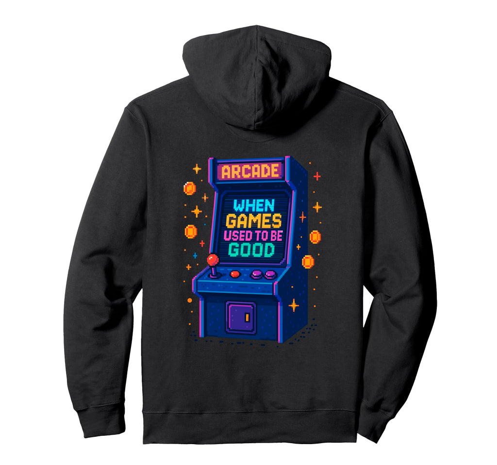 Arcade Machine Joystick Nostalgic Pixel Hoodie - Novelty Apparel Unisex - T-Shirt, Sweatshirt, Hoodie