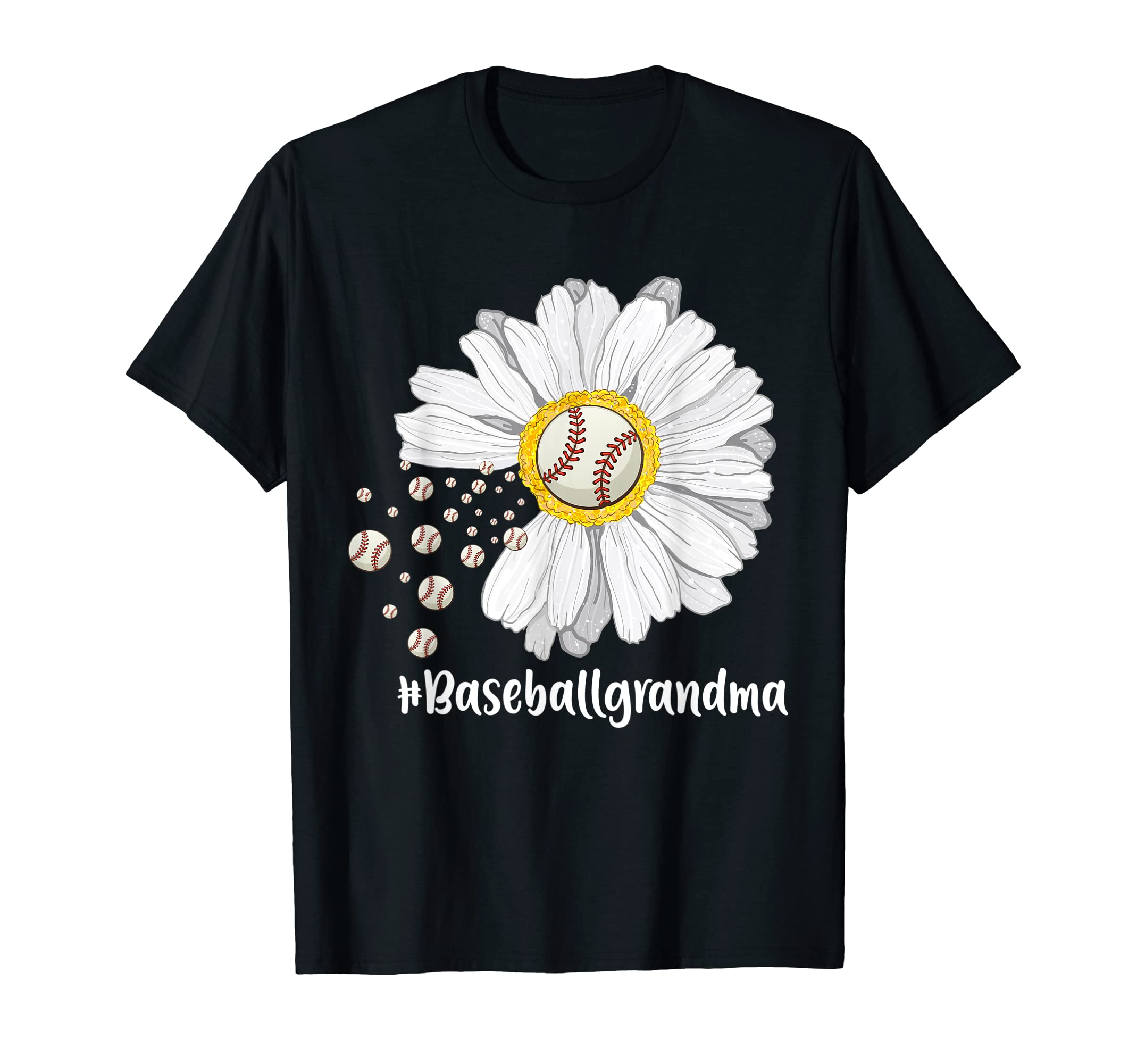 Baseball Grandma White Daisy Mothers T-Shirt - Unique Graphic for Adults - T-Shirt, Sweatshirt, Hoodie