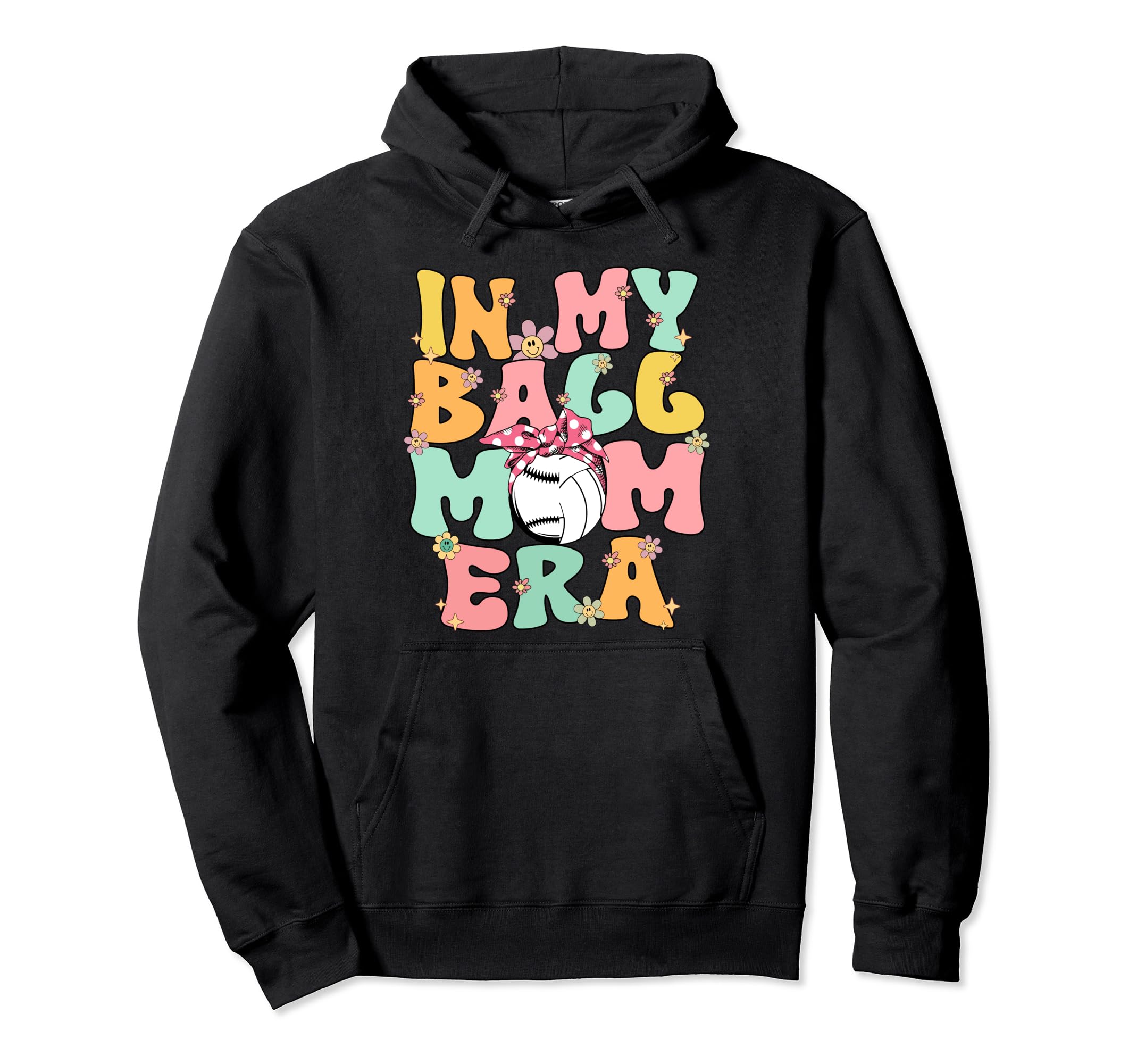 My Ball Mom Era Groovy Baseball Volleyball Hoodie - Unique Graphic Unisex - T-Shirt, Sweatshirt, Hoodie