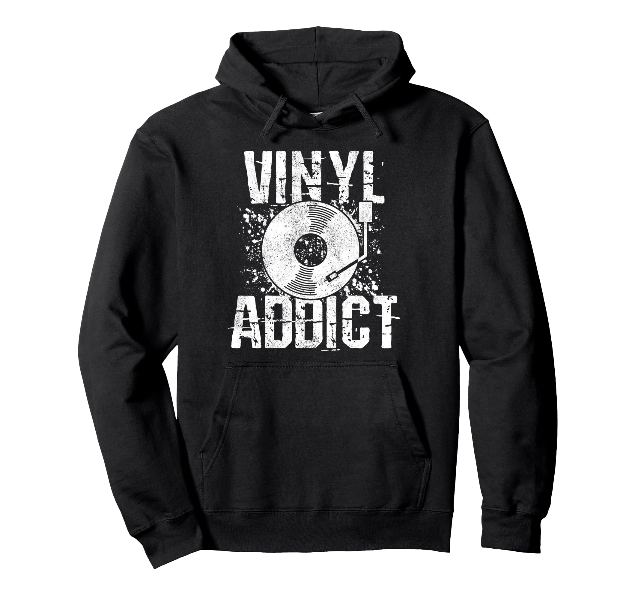 Vinyl Addict Music Dj Old School Hoodie - Graphic Print Men Women - T-Shirt, Sweatshirt, Hoodie