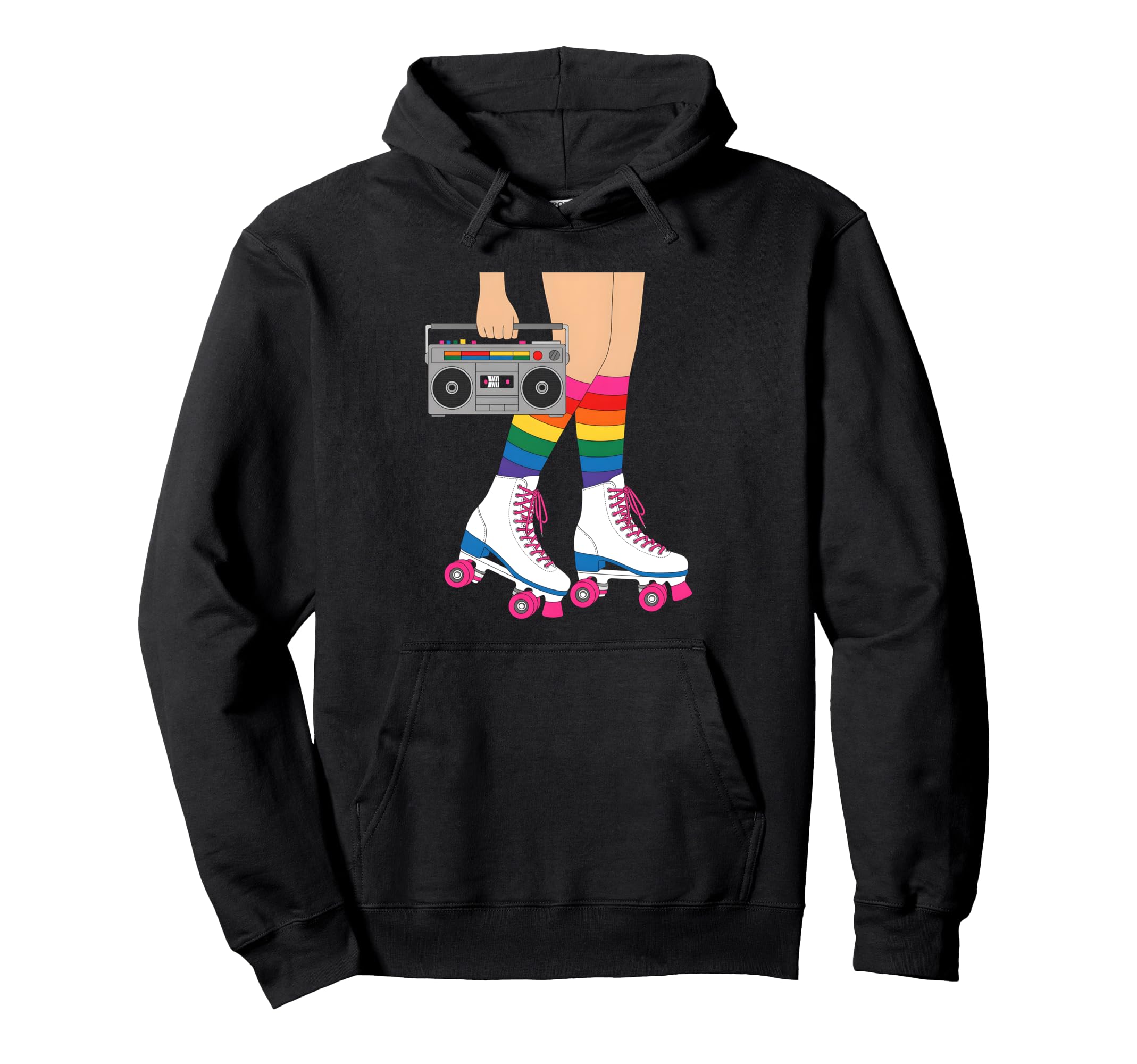 Skate Boombox Rainbow Socks Roller Hoodie - Unique Graphic Men Women - T-Shirt, Sweatshirt, Hoodie