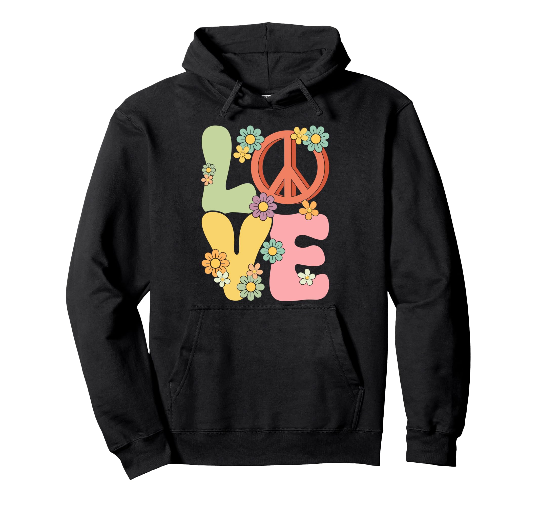 Love Peace Sign 60S 70S Costume Party Hoodie - Minimalist Print for Adults - T-Shirt, Sweatshirt, Hoodie