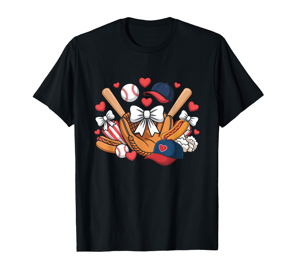 Baseball Coquette Bow Softball Cheer T-Shirt - Aesthetic Graphic Men Women - T-Shirt, Sweatshirt, Hoodie