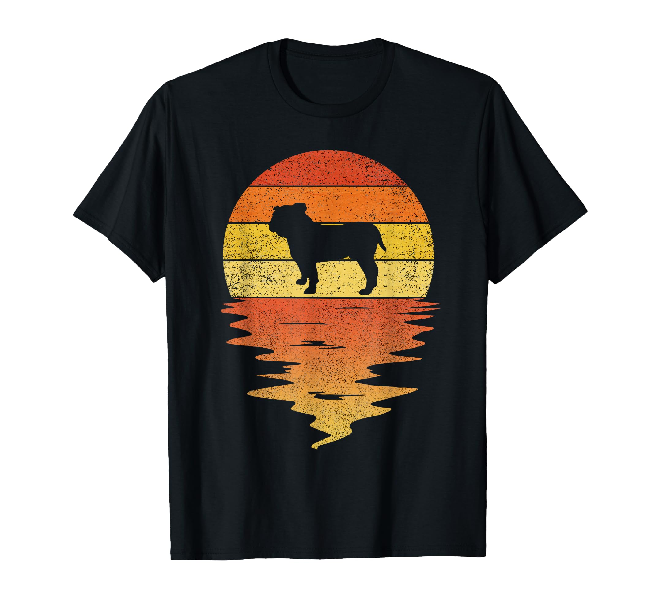 Bulldog 70S Sunset Bulldog T-Shirt - Unique Graphic Men Women - T-Shirt, Sweatshirt, Hoodie
