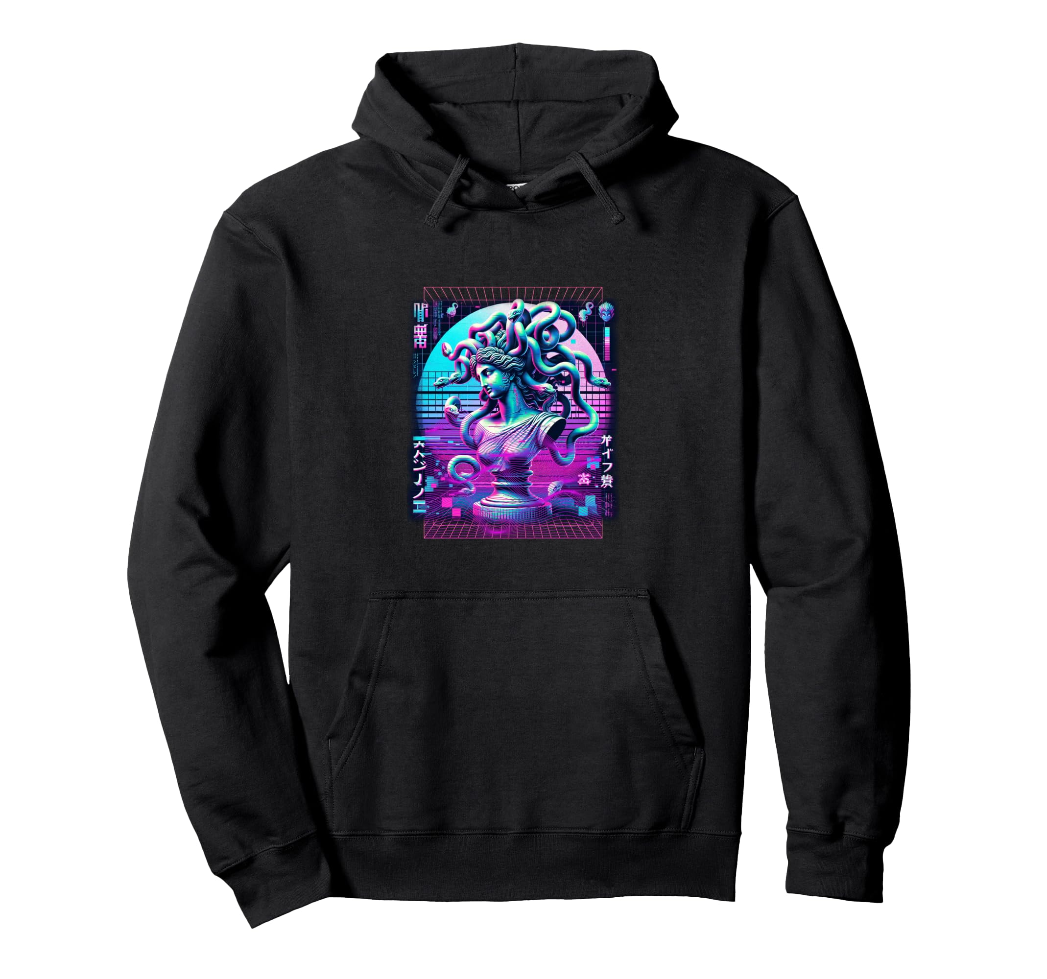 Vaporwave Medusa Statue Glitch Art Hoodie - Custom Art Print Unisex - T-Shirt, Sweatshirt, Hoodie