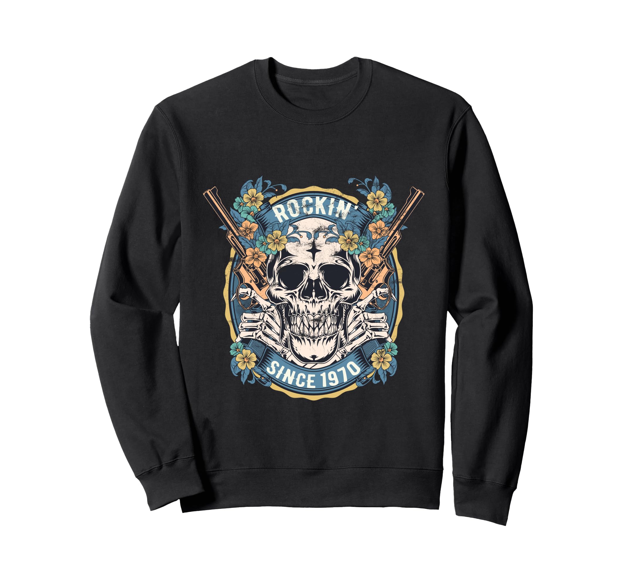 Rockin Since 1970 Skull Birthday Sweatshirt - Aesthetic Graphic for Adults - T-Shirt, Sweatshirt, Hoodie