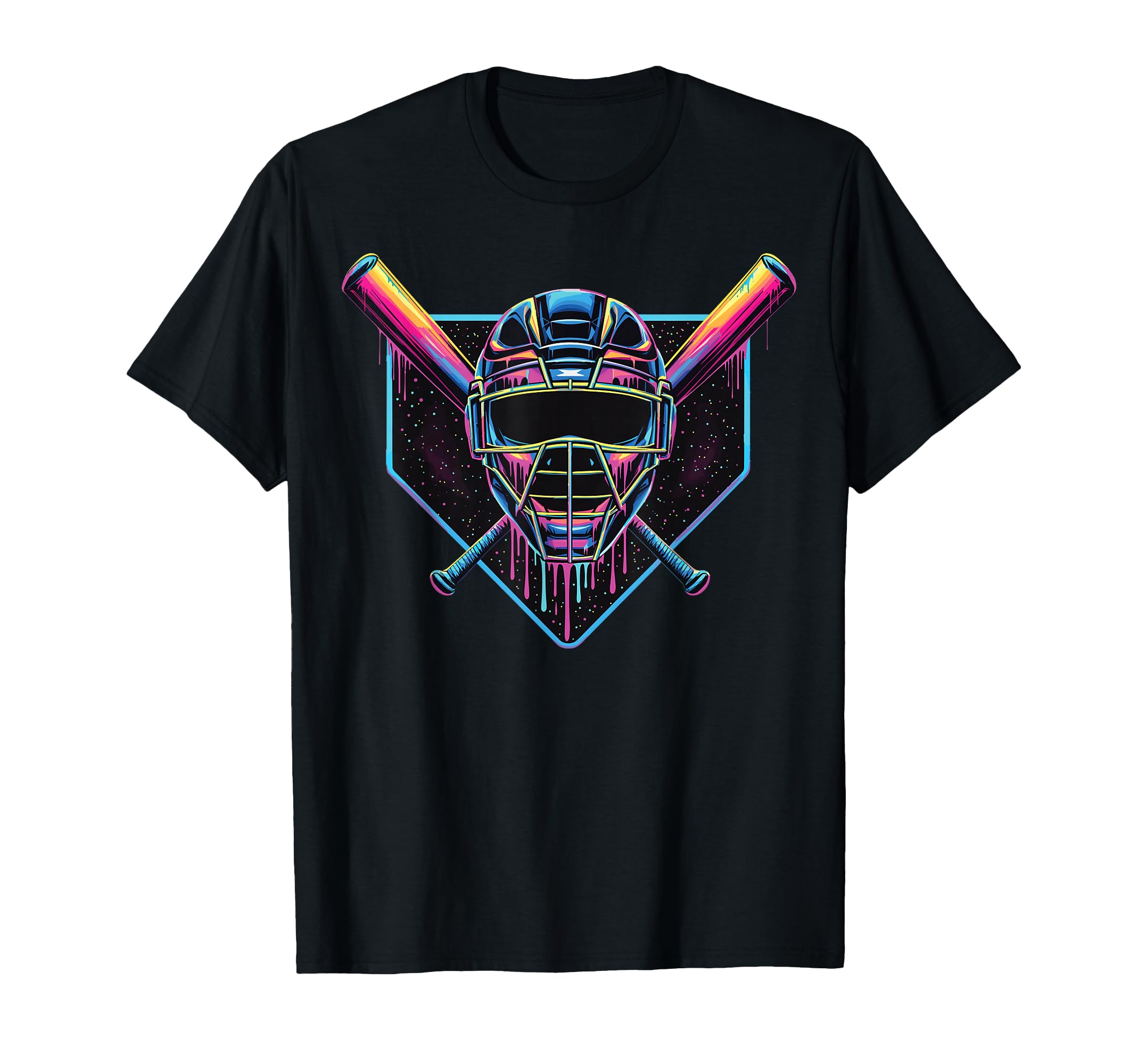 Dripping Baseball Catcher Mask T-Shirt - Fun Novelty Design Men Women - T-Shirt, Sweatshirt, Hoodie