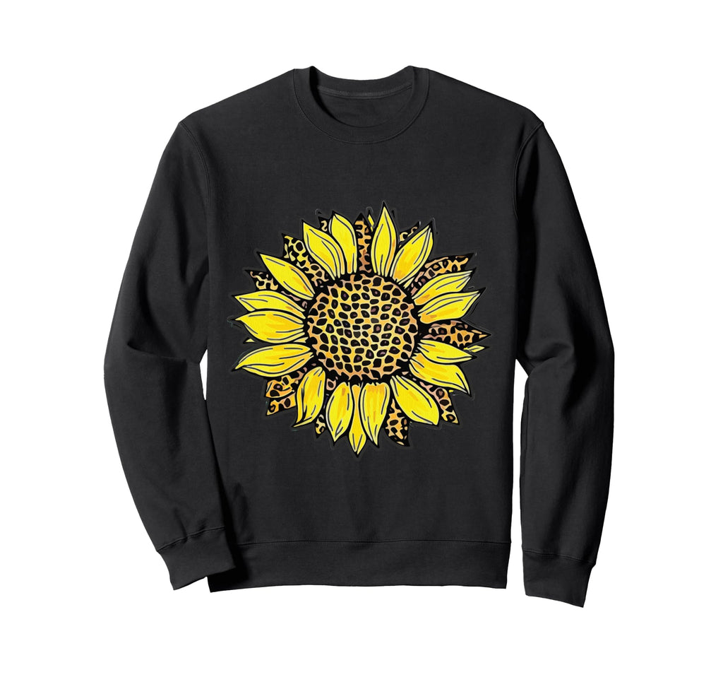 Sunflower Leopard Boho Floral Sweatshirt - Fun Novelty Design Men Women - T-Shirt, Sweatshirt, Hoodie