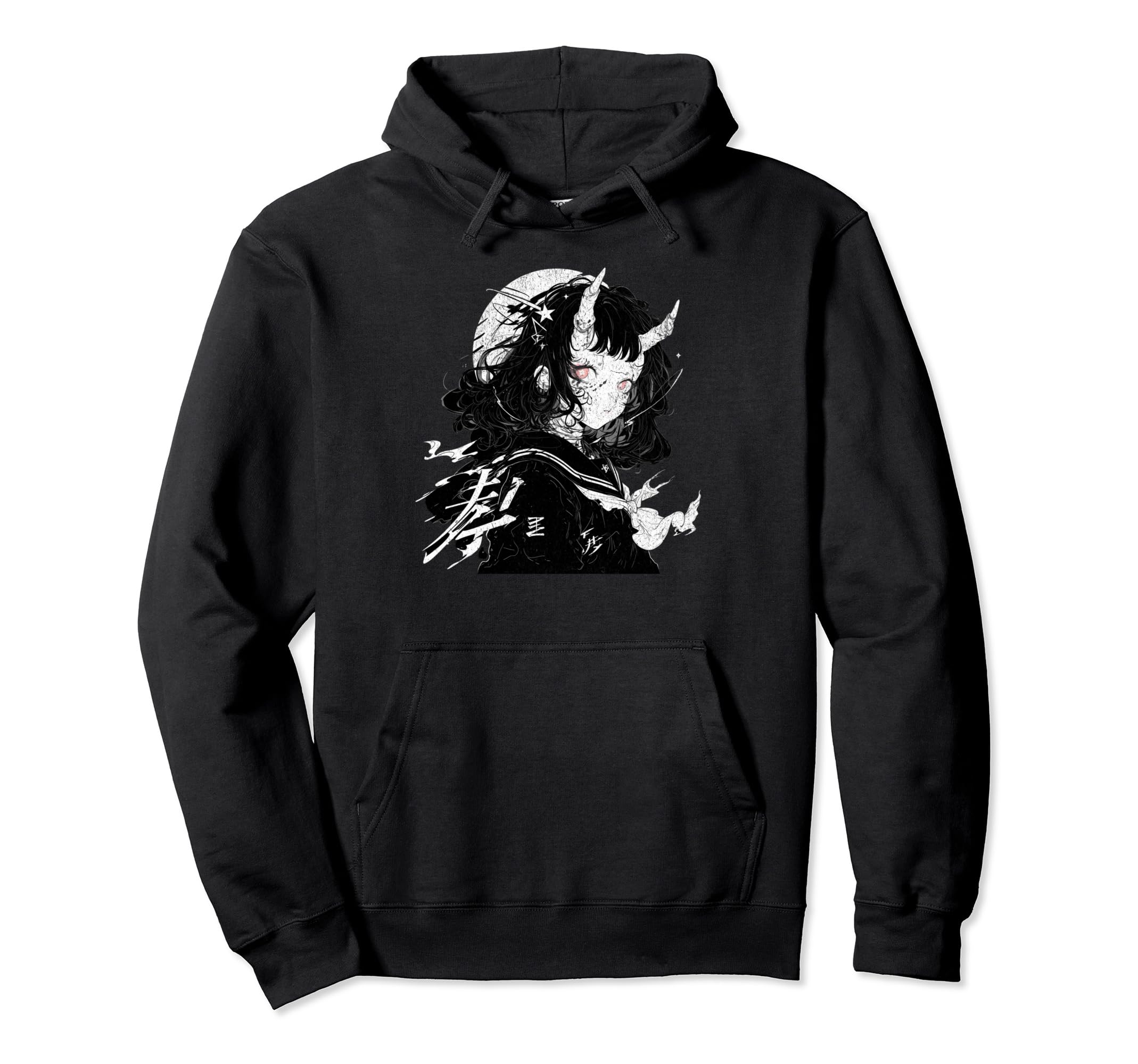 Goth Grunge Demon Anime Waifu Horror Hoodie - Fun Novelty Design Men Women - T-Shirt, Sweatshirt, Hoodie