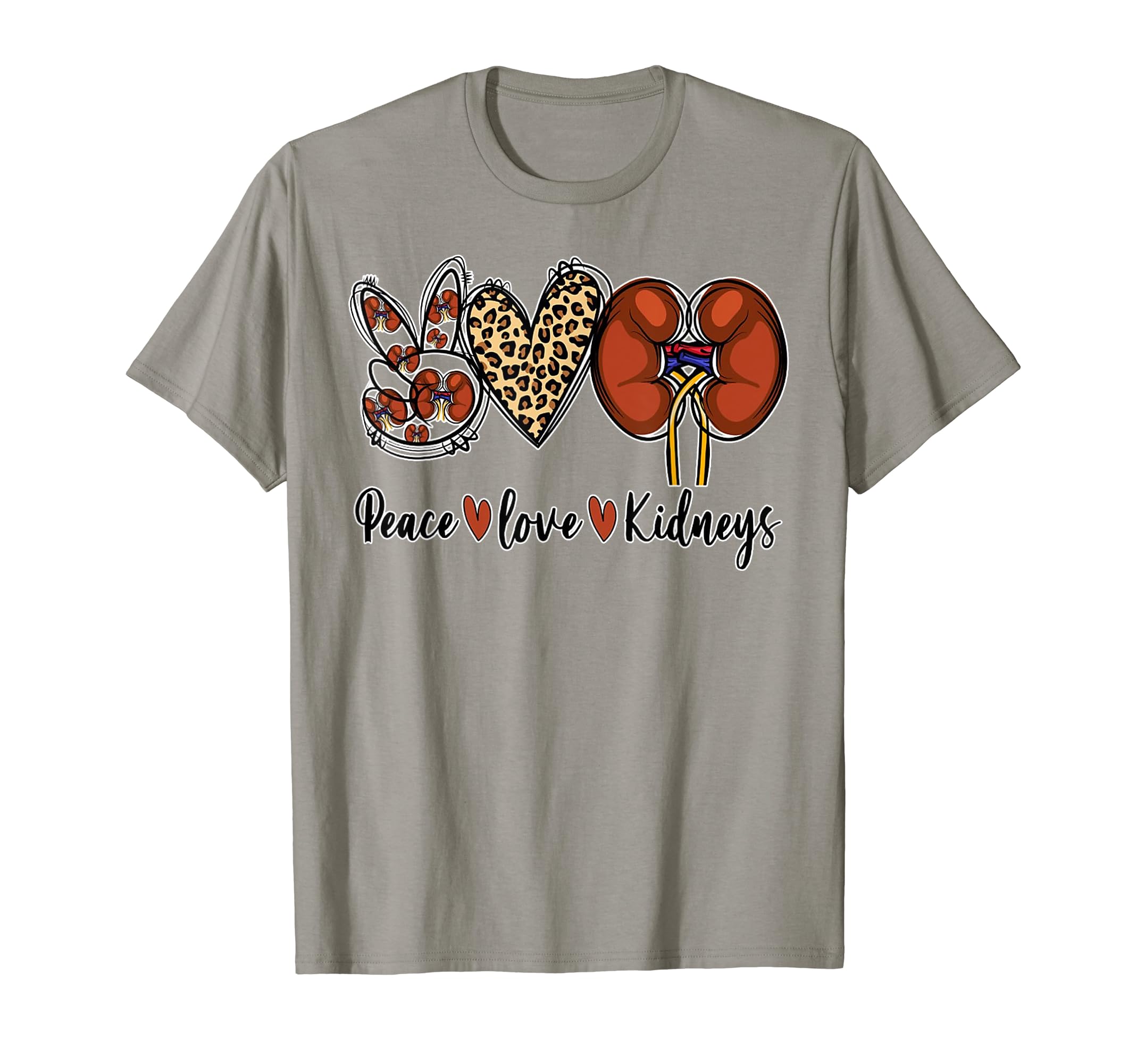 Peace Love Kidneys Leopard Dialysis T-Shirt - Aesthetic Graphic for Adults - T-Shirt, Sweatshirt, Hoodie