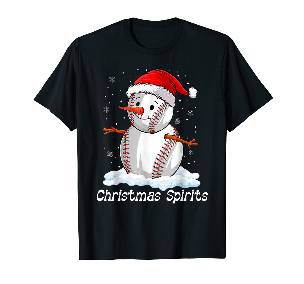 Spirits Baseball Lover Snowman T-Shirt - Casual Everyday Wear Men Women - T-Shirt, Sweatshirt, Hoodie