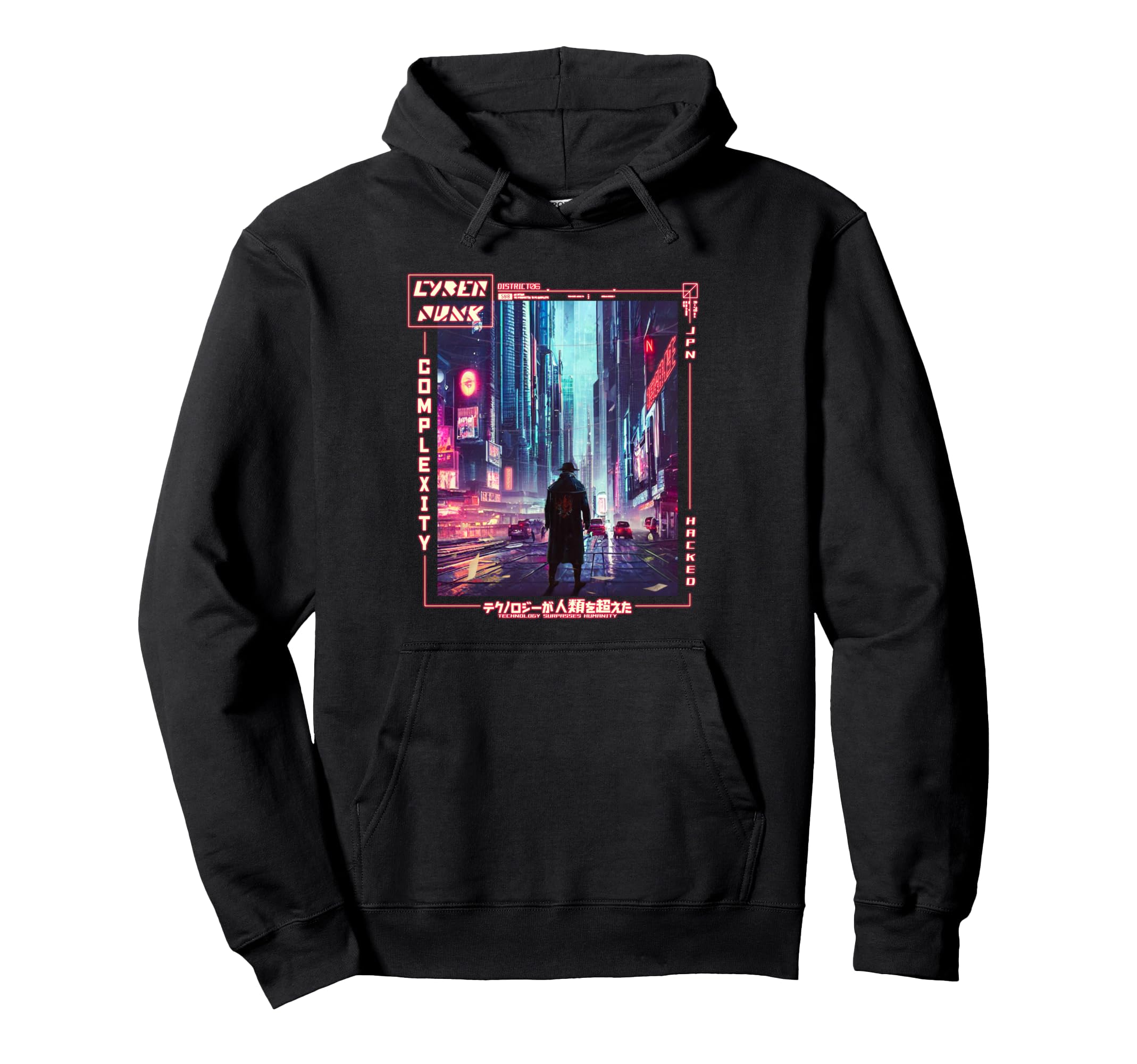 Walking Japanese Cyberpunk Hoodie - Casual Everyday Wear for Adults - T-Shirt, Sweatshirt, Hoodie
