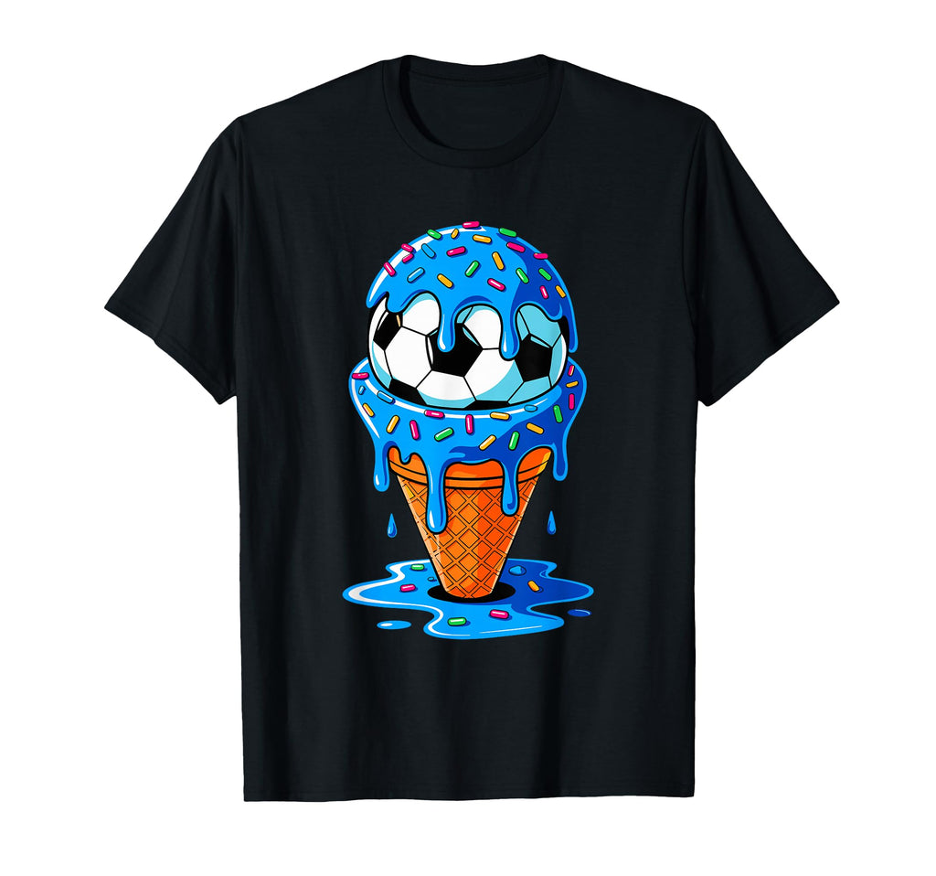 Soccer Ball Ice Cream Drip Fun Sprinkles T-Shirt - Graphic Print Men Women - T-Shirt, Sweatshirt, Hoodie