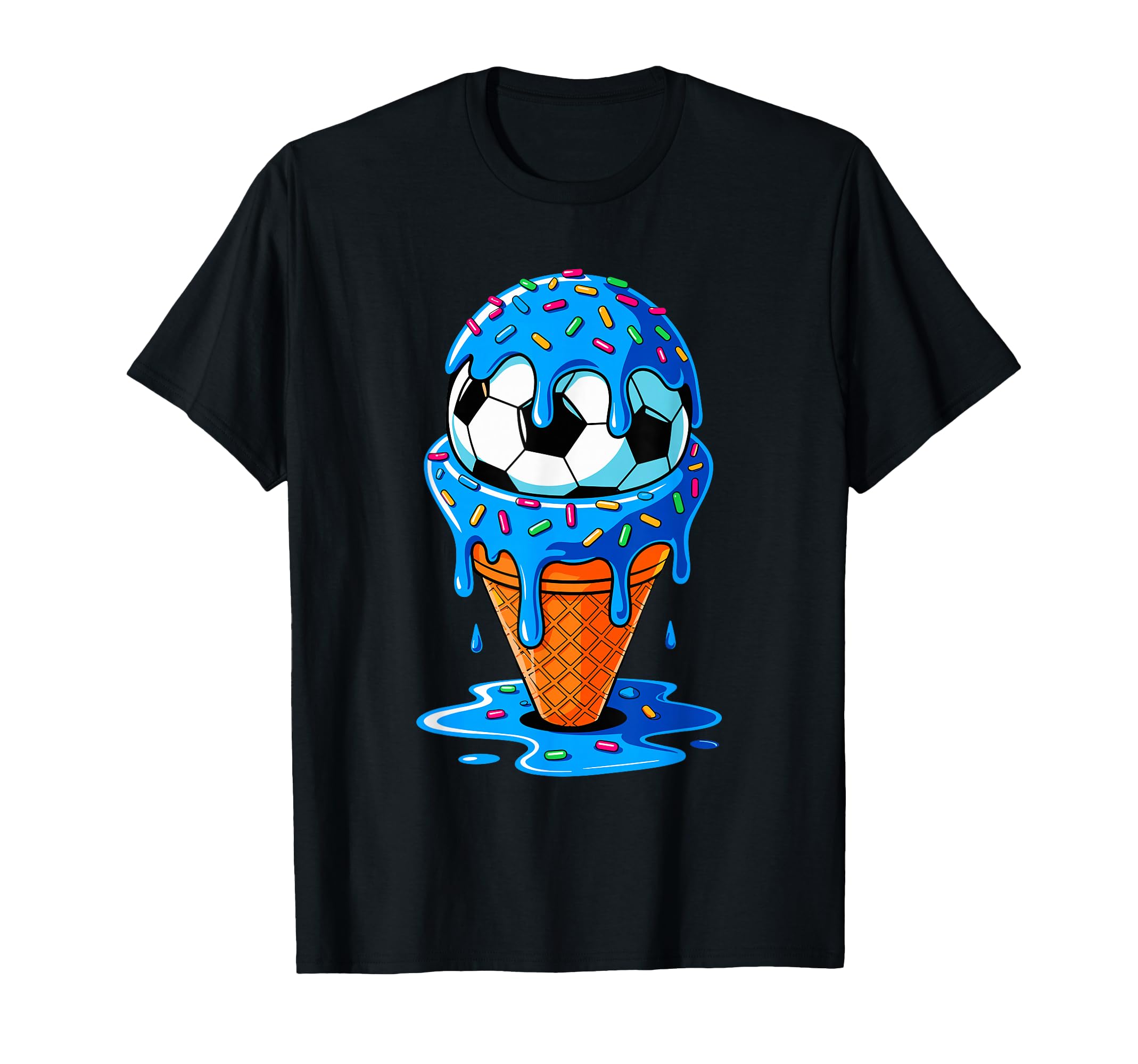 Soccer Ball Ice Cream Drip Fun Sprinkles T-Shirt - Graphic Print Men Women - T-Shirt, Sweatshirt, Hoodie