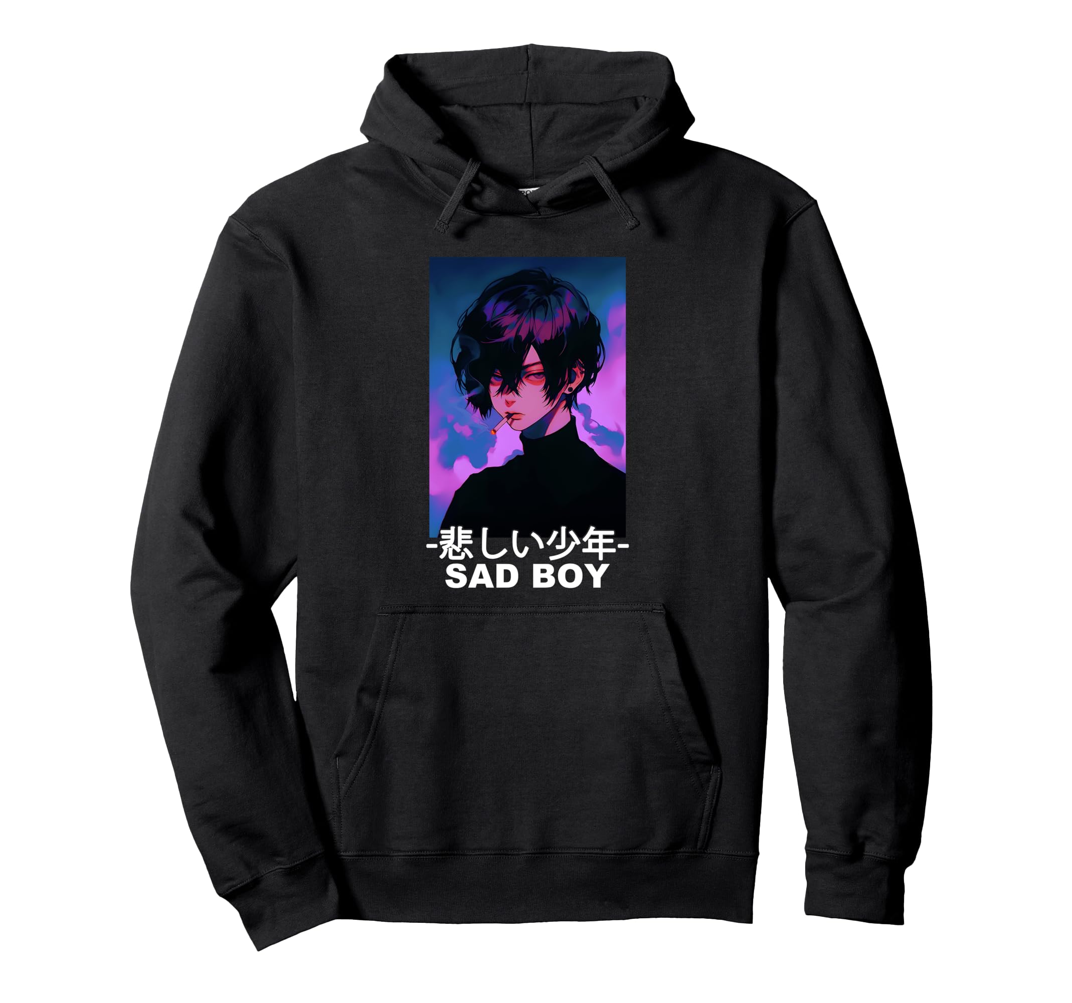 Sad Anime Aesthetic Vaporwave Anime Hoodie - Unique Graphic Men Women - T-Shirt, Sweatshirt, Hoodie