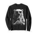 Polar Bear Drinking Iced Coffee Sweatshirt - Unique Graphic for Adults - T-Shirt, Sweatshirt, Hoodie