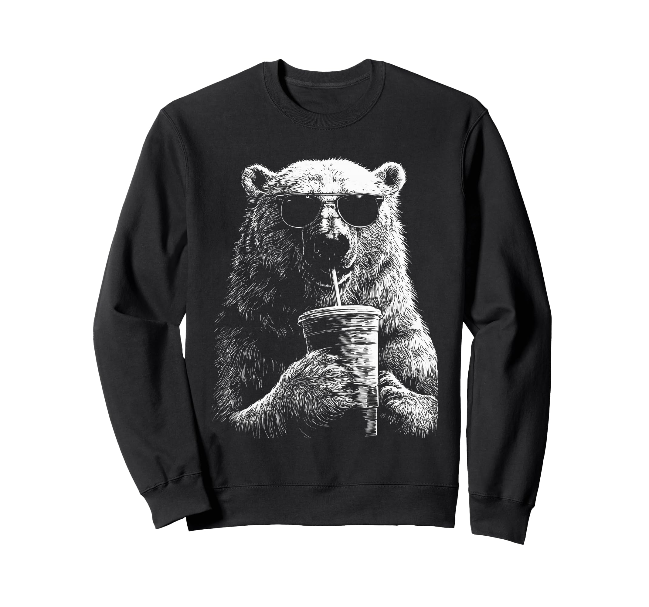Polar Bear Drinking Iced Coffee Sweatshirt - Unique Graphic for Adults - T-Shirt, Sweatshirt, Hoodie