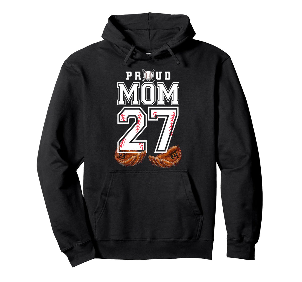 Proud Mom Baseball Player Number 27 Game Hoodie - Custom Art Print Unisex - T-Shirt, Sweatshirt, Hoodie