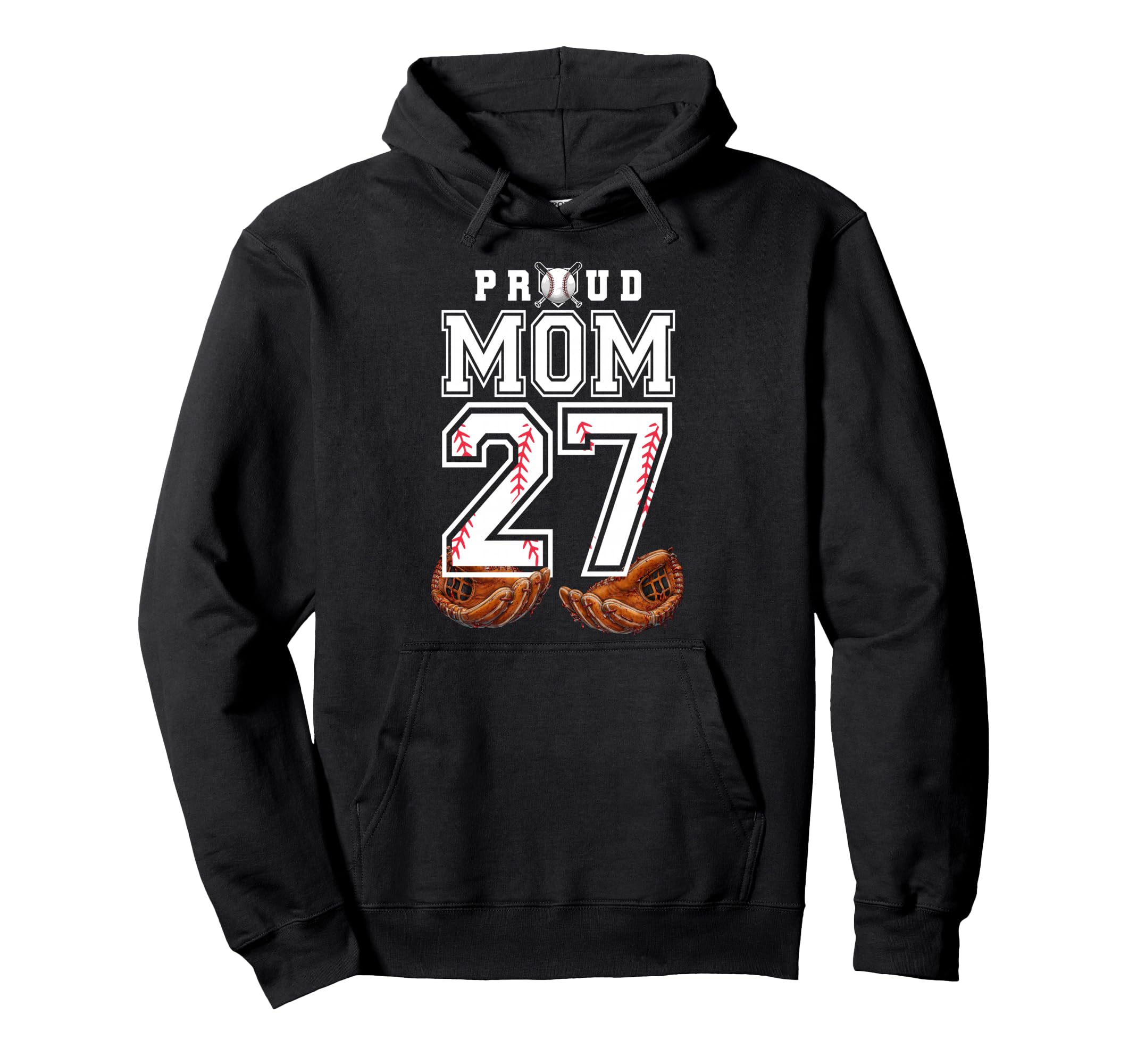 Proud Mom Baseball Player Number 27 Game Hoodie - Custom Art Print Unisex - T-Shirt, Sweatshirt, Hoodie