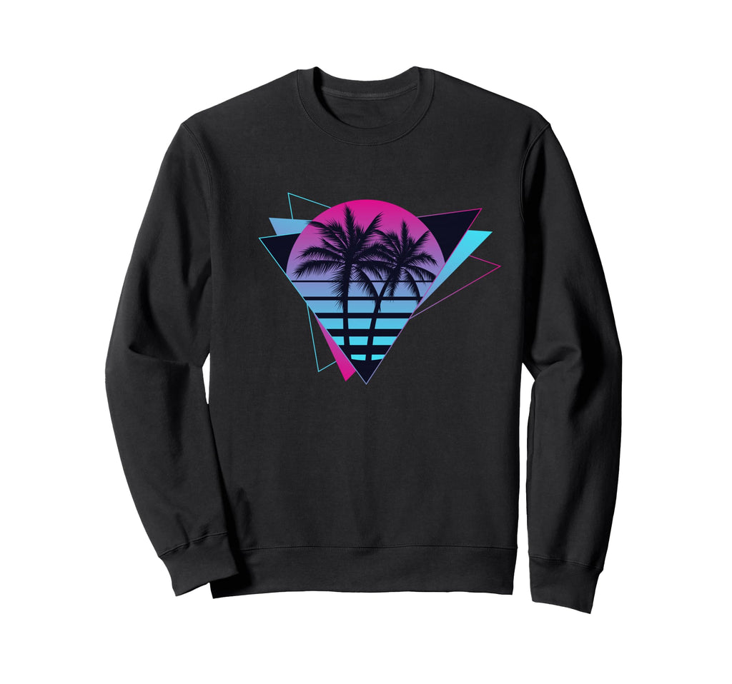 80S 90S Sunset Palm Trees Vaporwave Sweatshirt - Graphic Print Men Women - T-Shirt, Sweatshirt, Hoodie